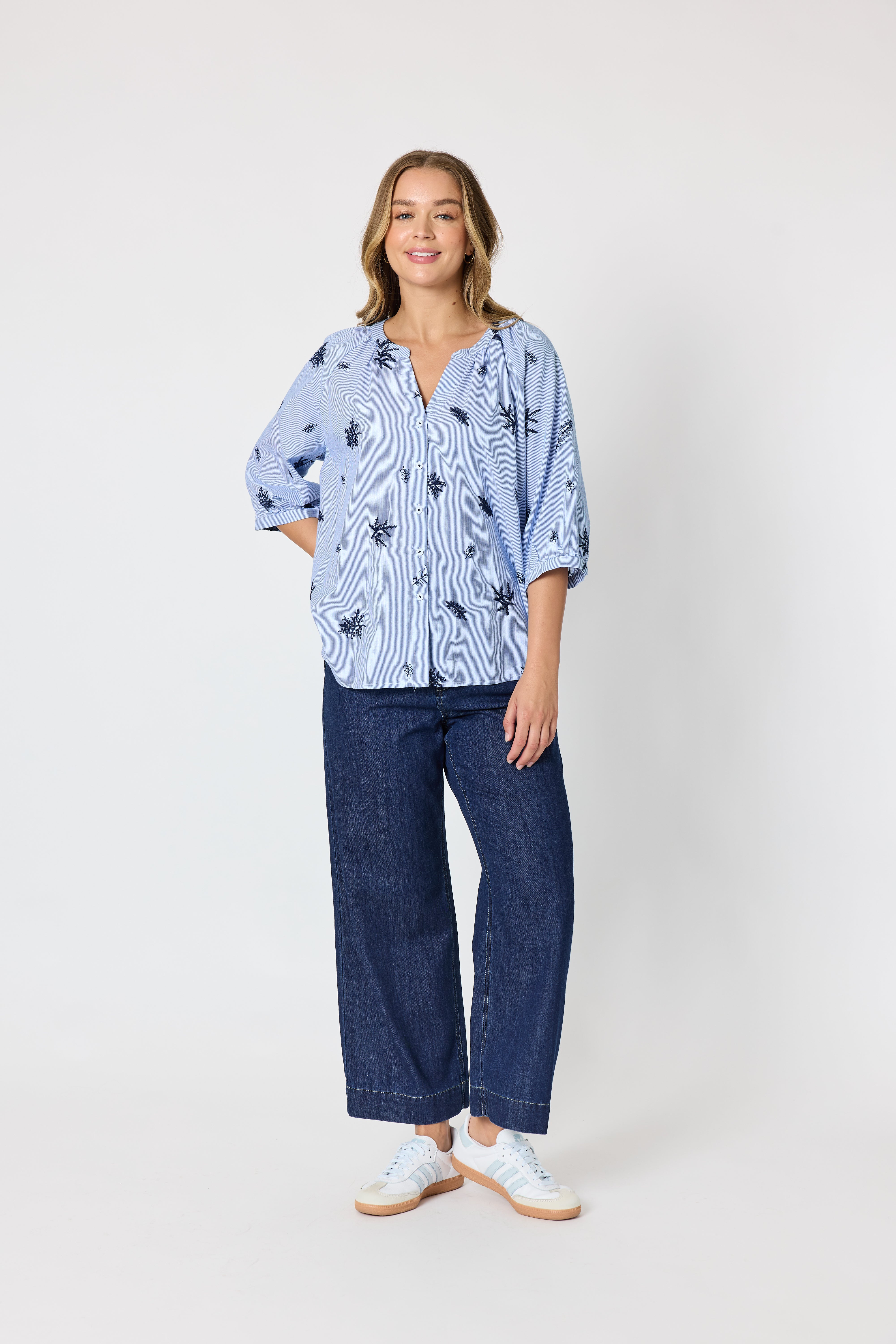 Threadz Botanica Shirt - Navy/White