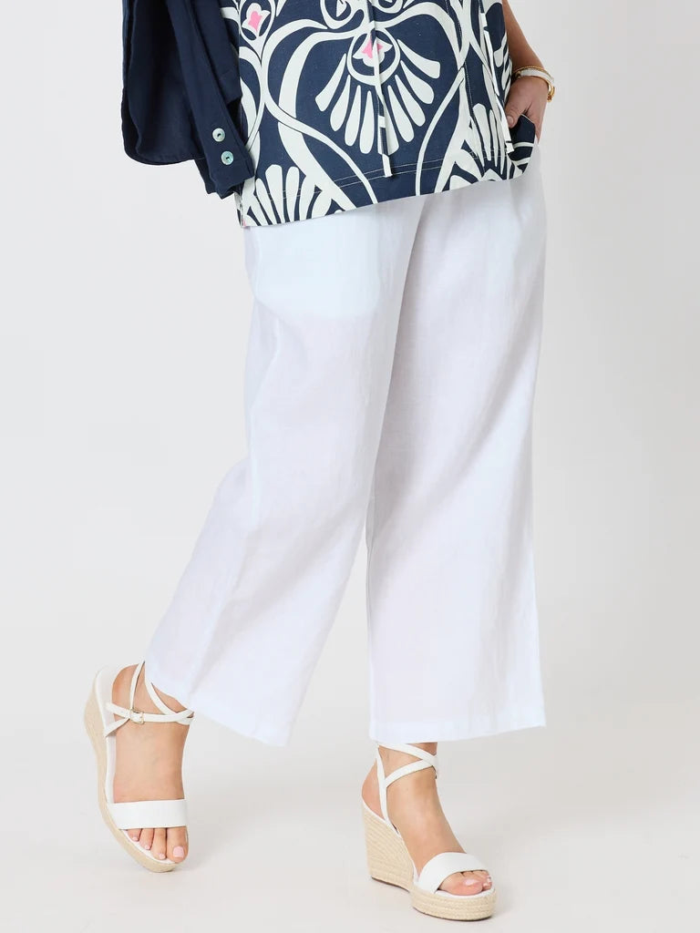 Gordon Smith Lara Wide Leg Linen Pant - White