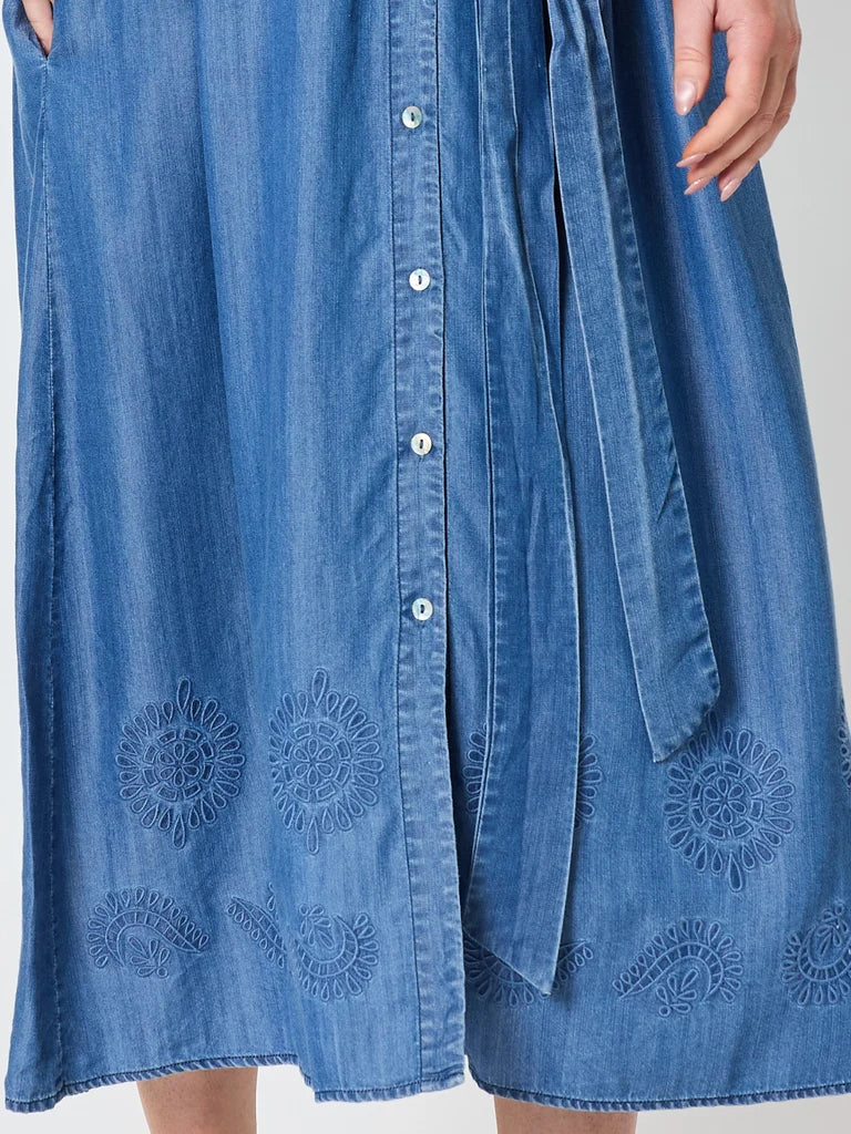 Gordon Smith Oasis Embroidered Denim Dress - Denim