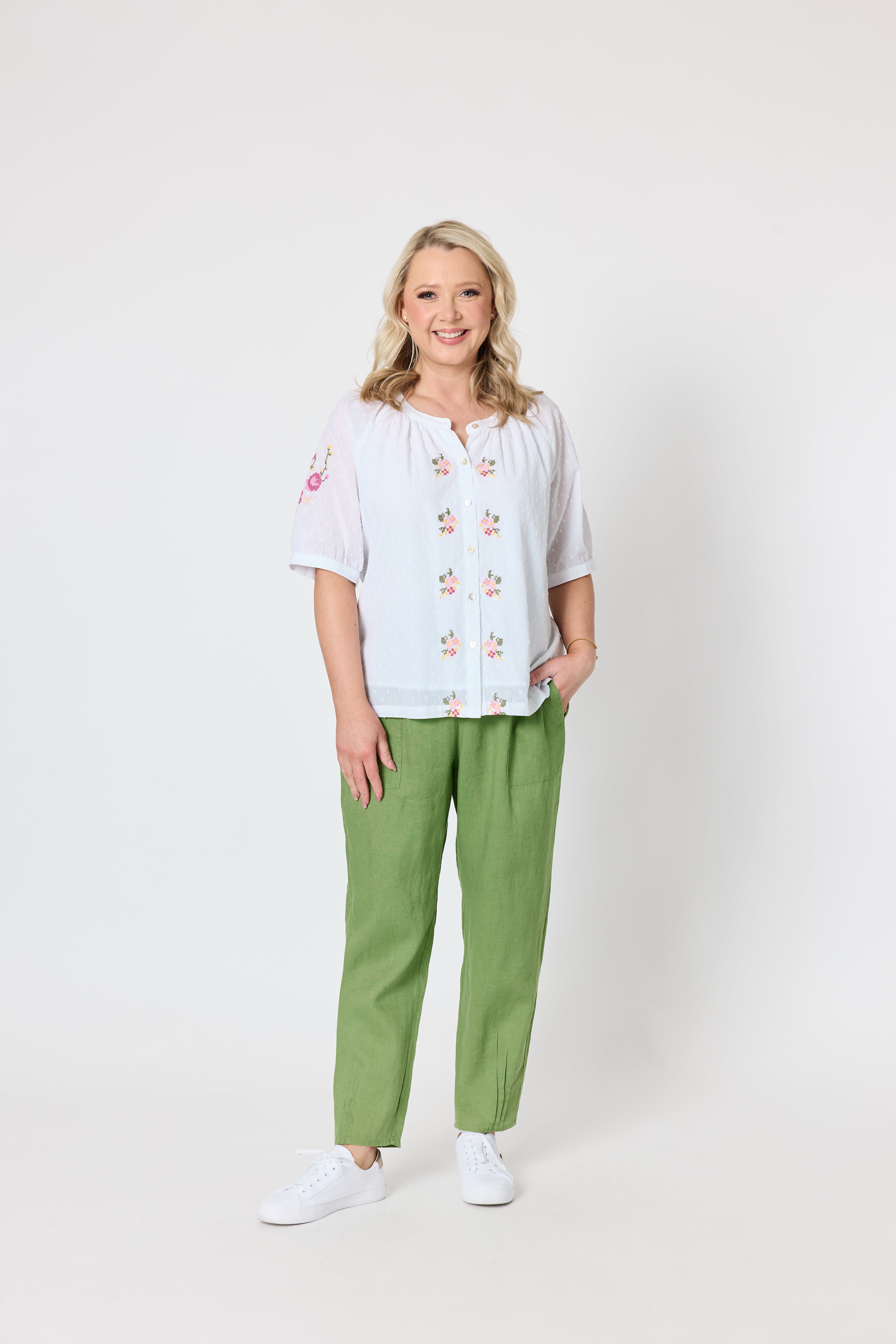 Gordon Smith Desert Rose Embroidered Top - White