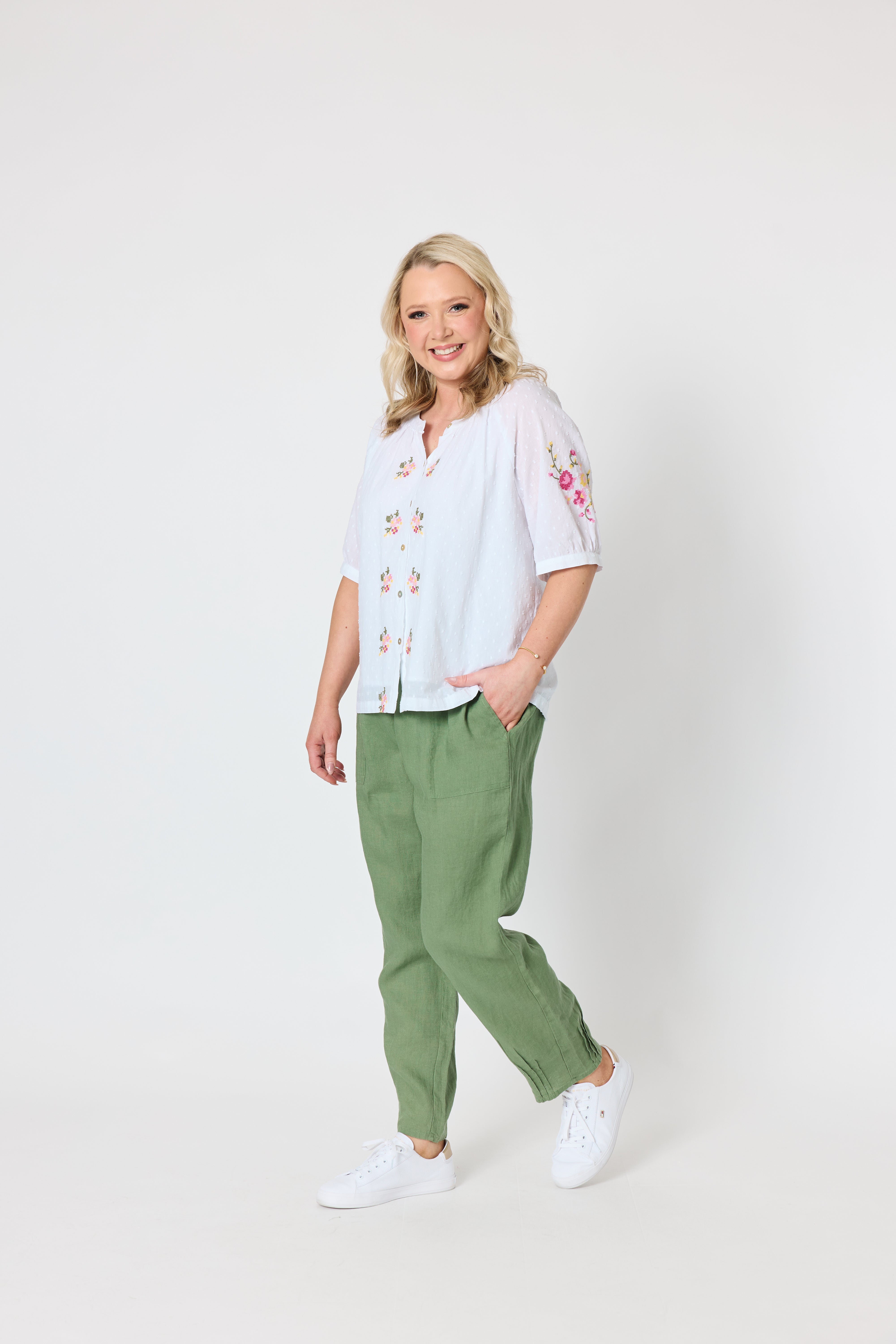 Gordon Smith Desert Rose Embroidered Top - White