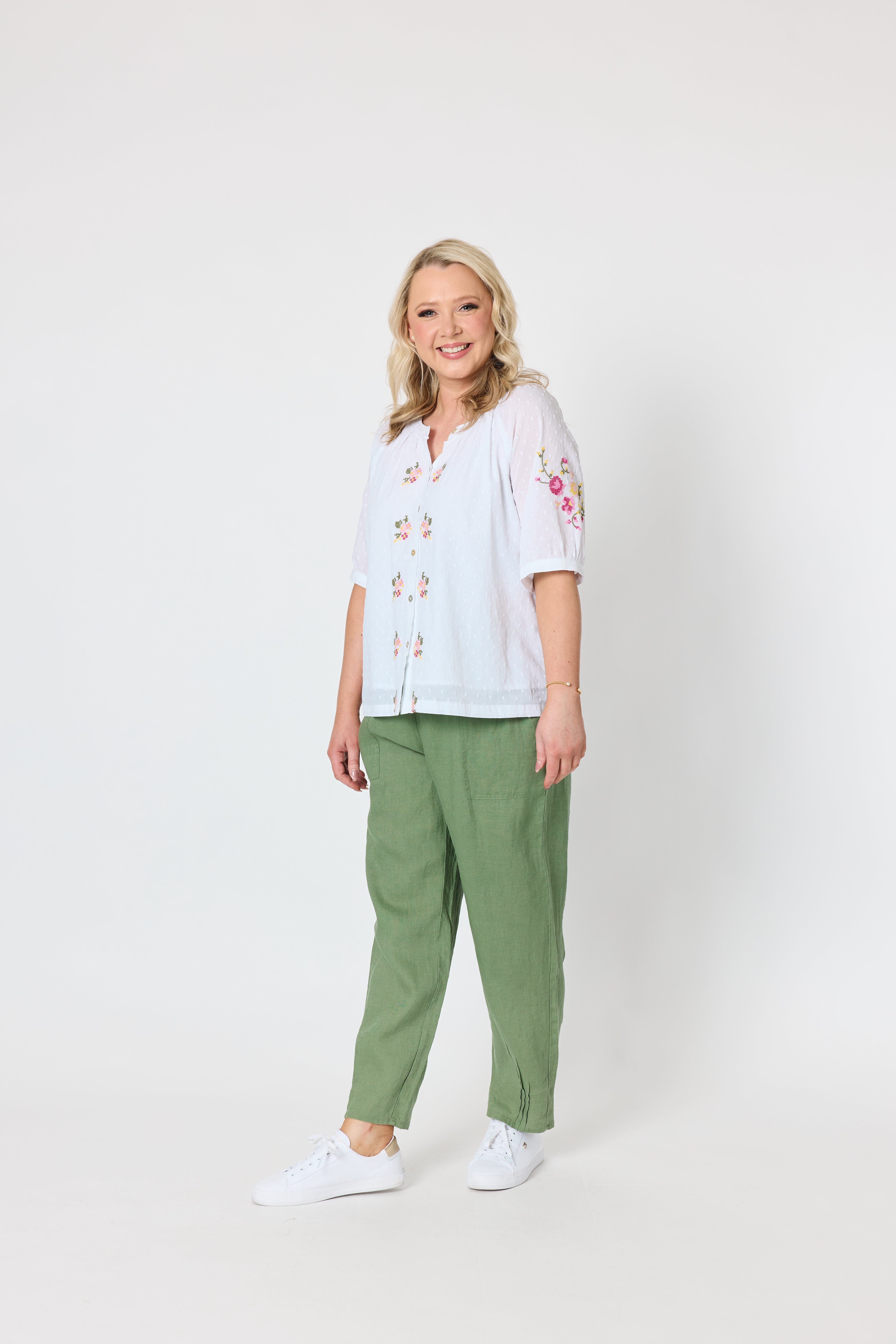 Gordon Smith Desert Rose Embroidered Top - White
