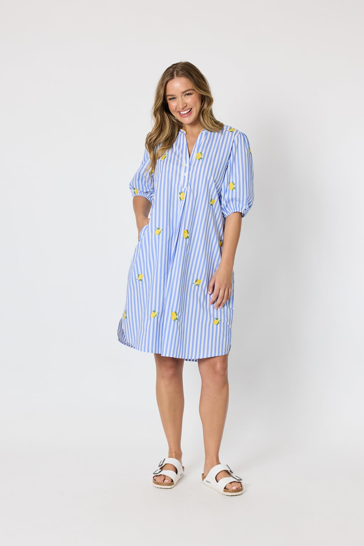 Threadz Spritz Stripe Dress - Blue/White