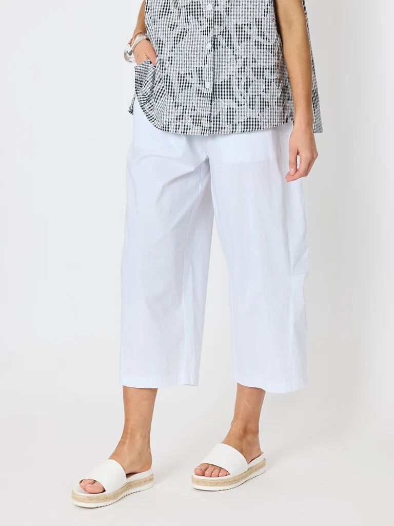 Clarity Toledo Parachute Crop Pant - White