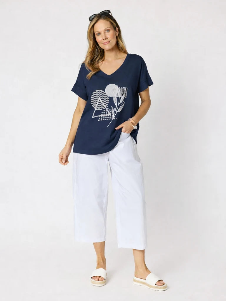 Clarity Toledo Parachute Crop Pant - White