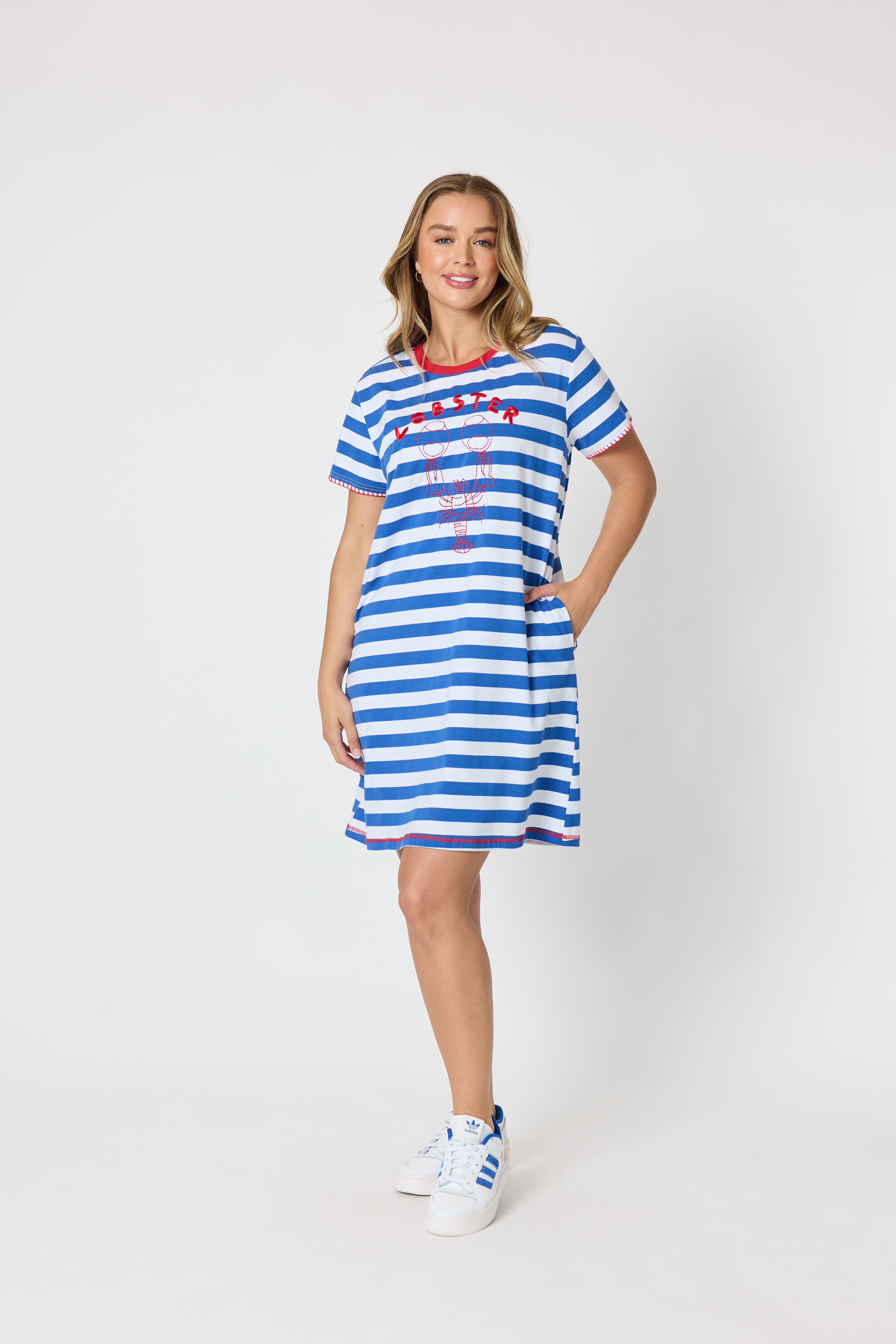 Threadz Rhode Island Stripe Dress - Azure/White