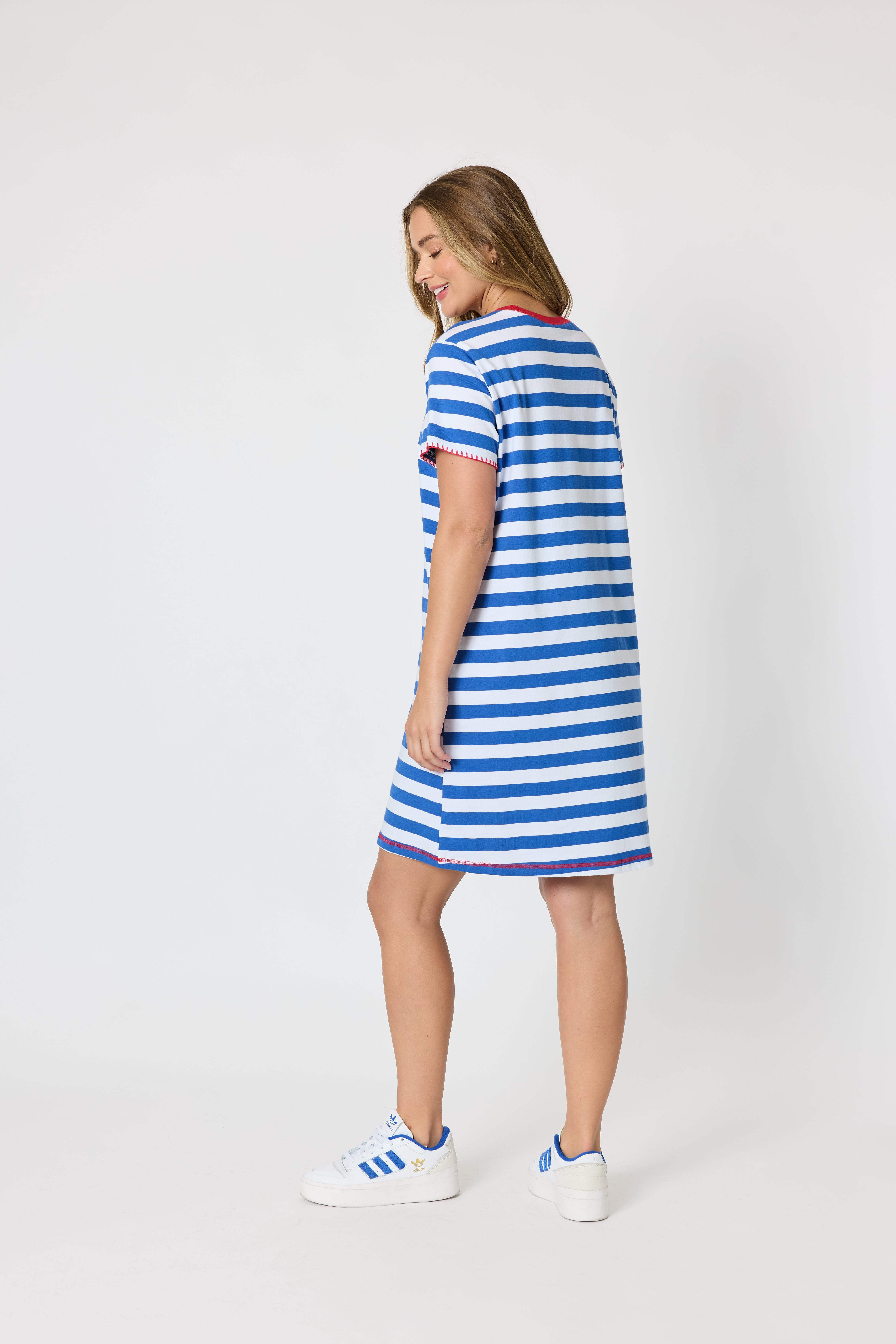 Threadz Rhode Island Stripe Dress - Azure/White