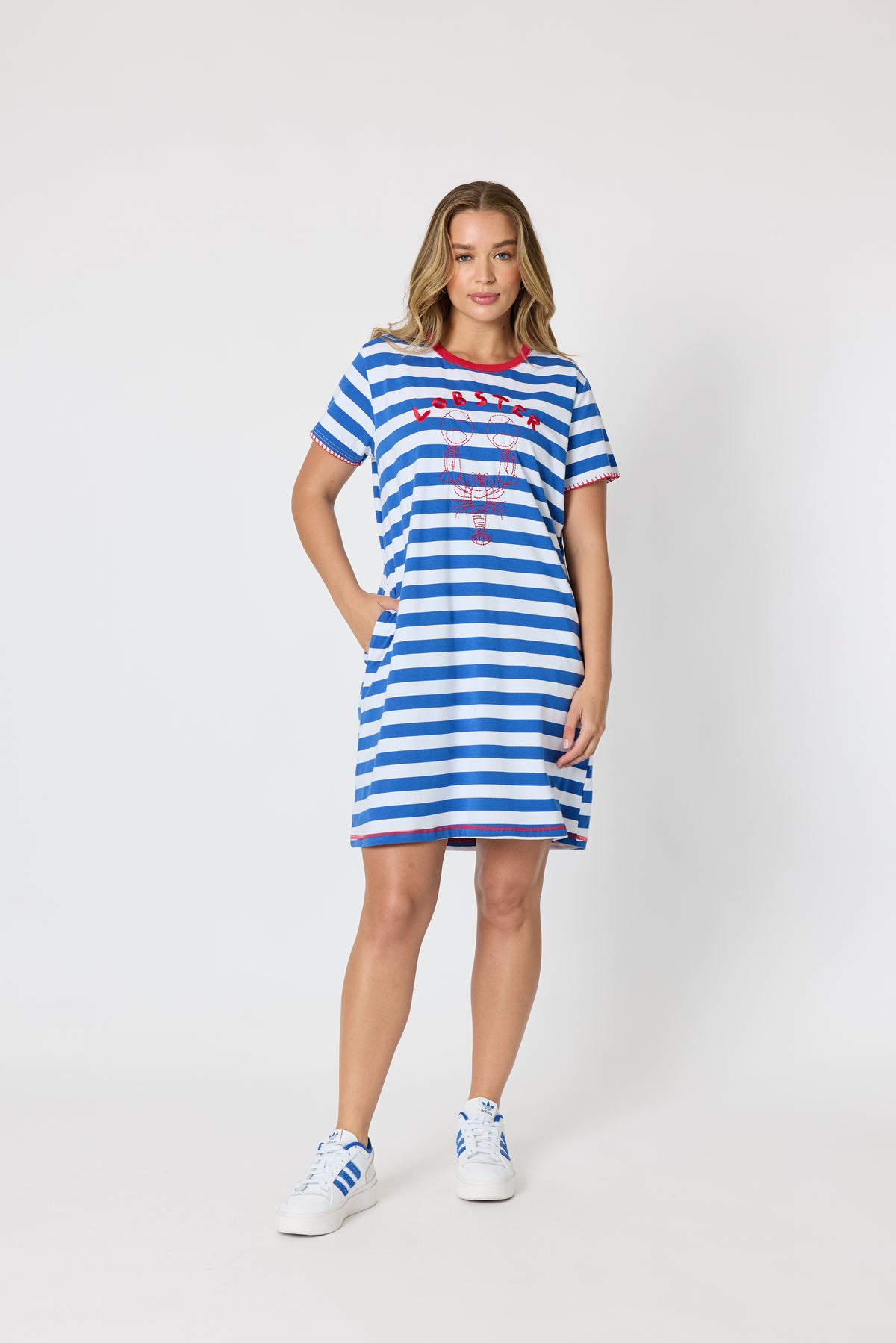 Threadz Rhode Island Stripe Dress - Azure/White
