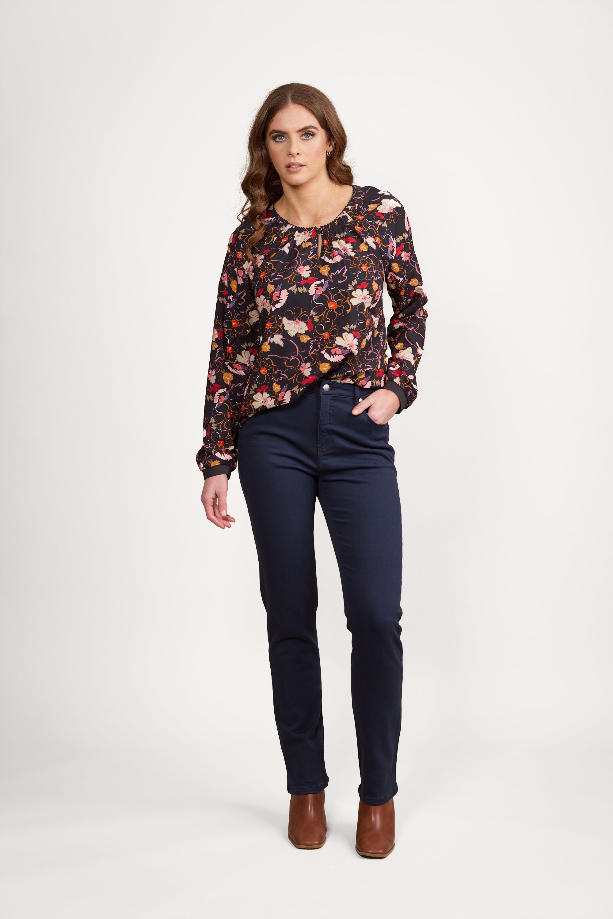 Vassalli Slim Leg Full Length Stretch Denim Jean - Carbon