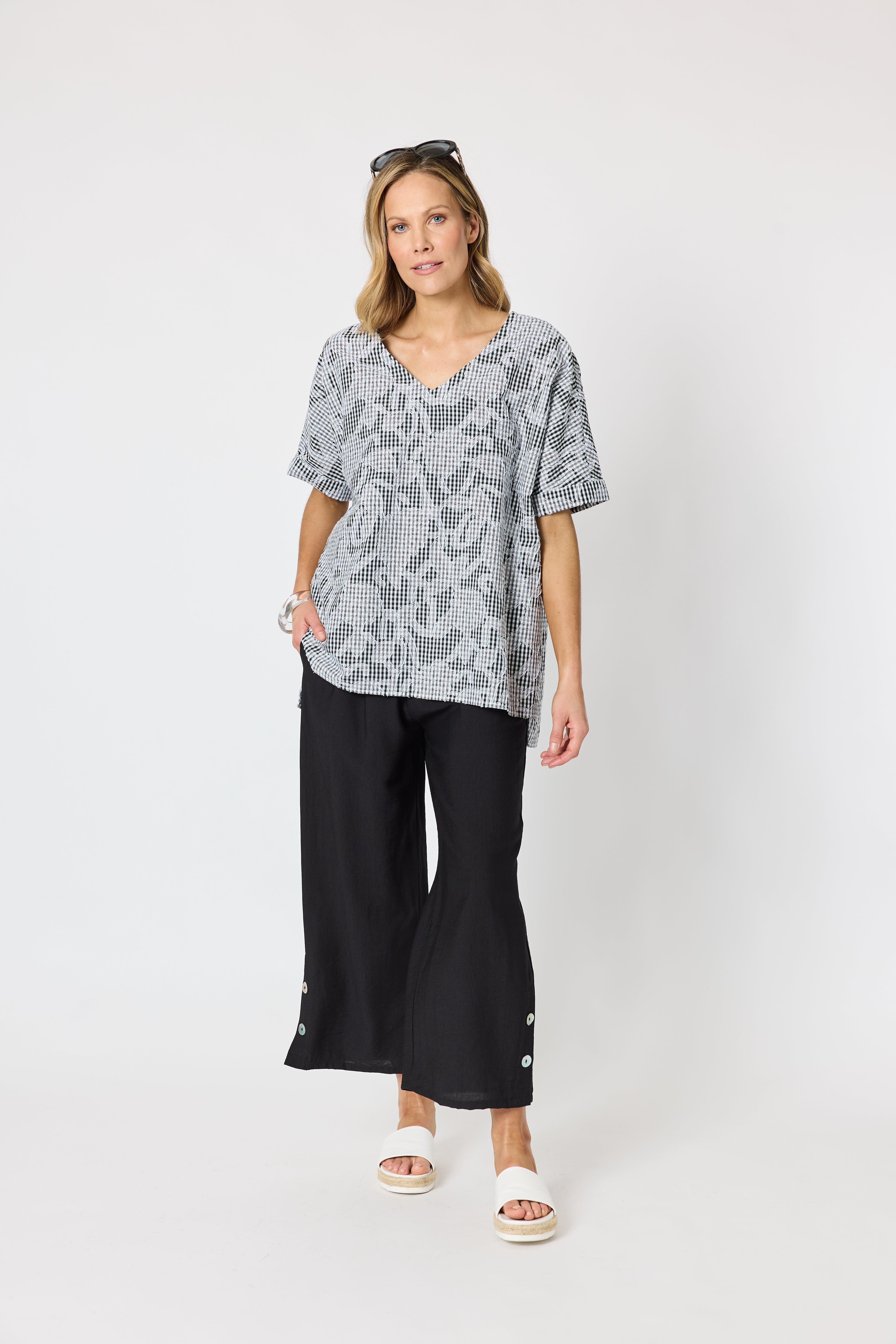 Clarity Tapestry Print Top - Black/White