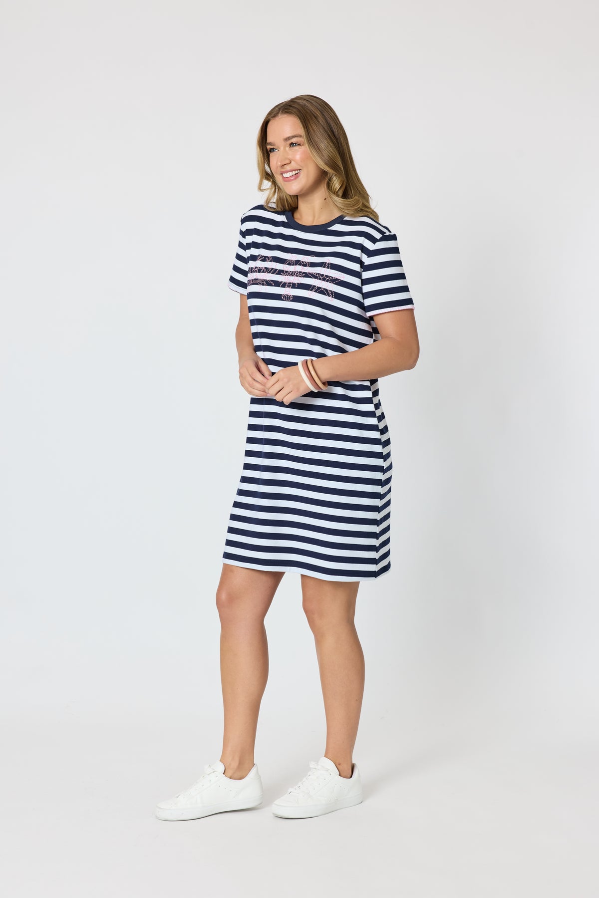 Threadz Cruz Stripe Dress - Navy/White