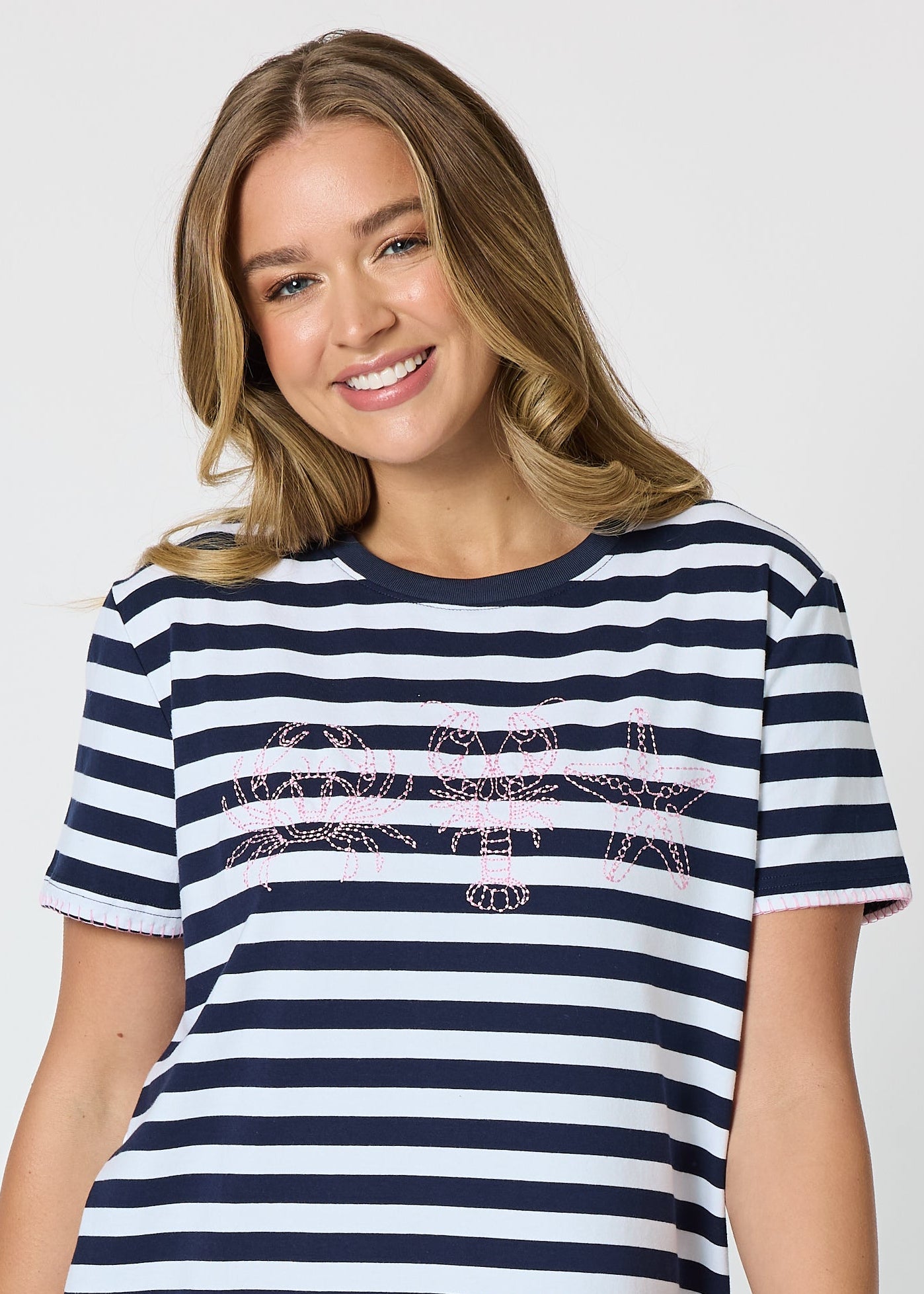 Threadz Cruz Stripe Dress - Navy/White