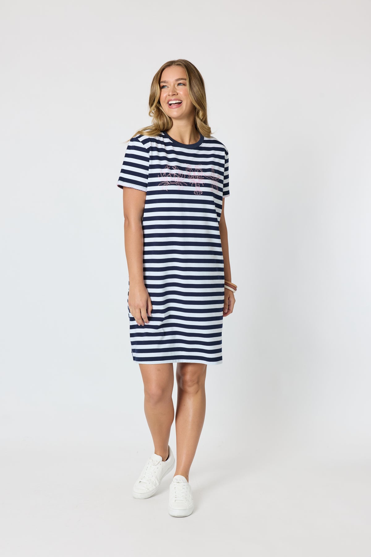Threadz Cruz Stripe Dress - Navy/White