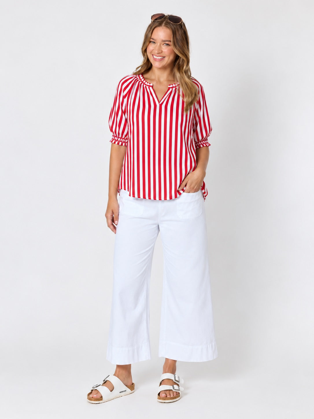 Threadz Kalahari Stripe Tunic - Red/White
