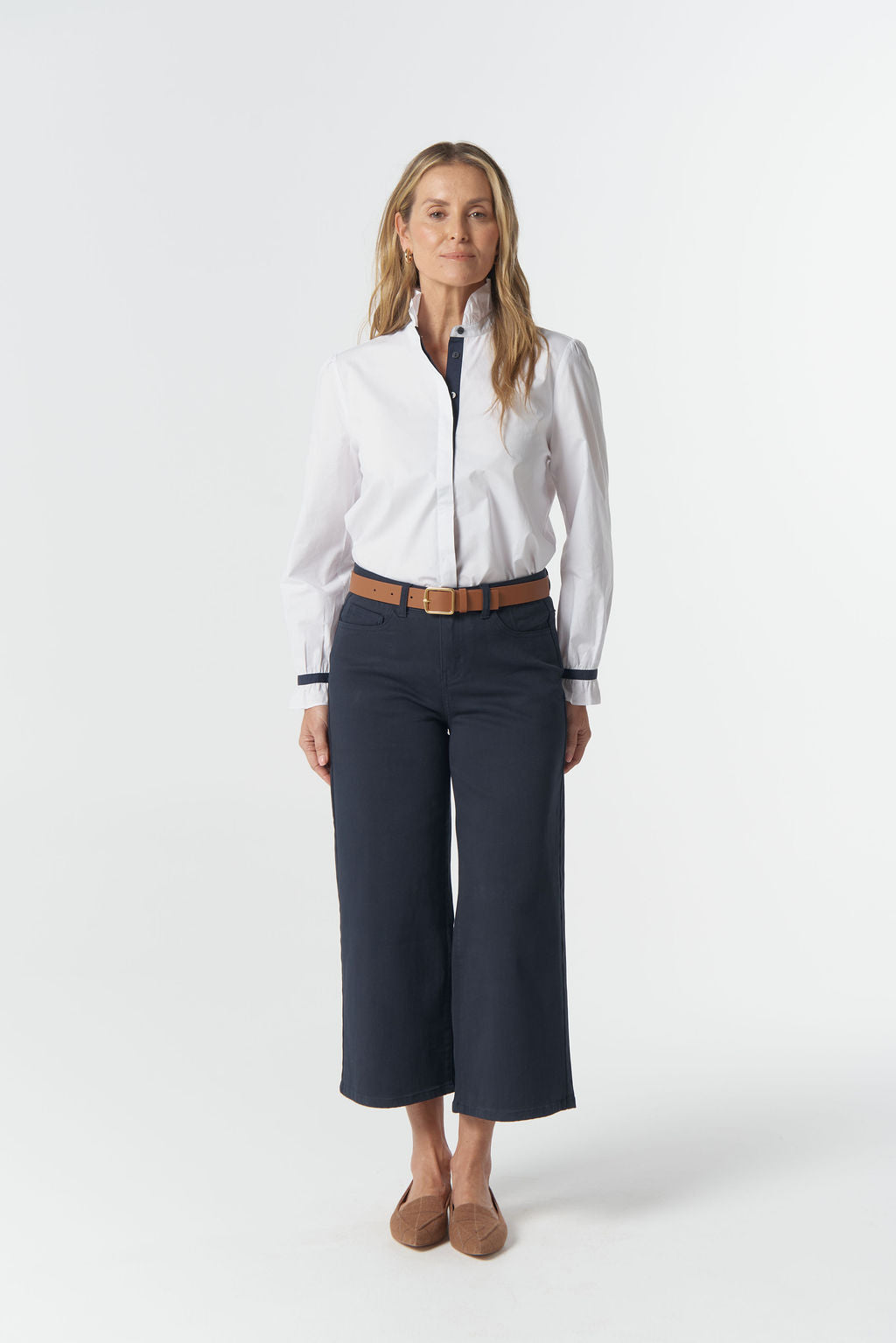 Goondiwindi Cotton 5 Pocket Crop Wide Leg Jean - Dark Navy