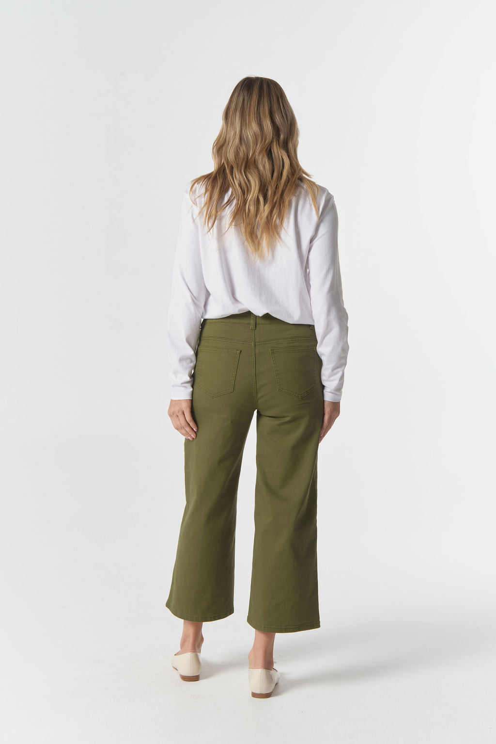 Goondiwindi Cotton 5 Pocket Crop Wide Leg Jean - Sage