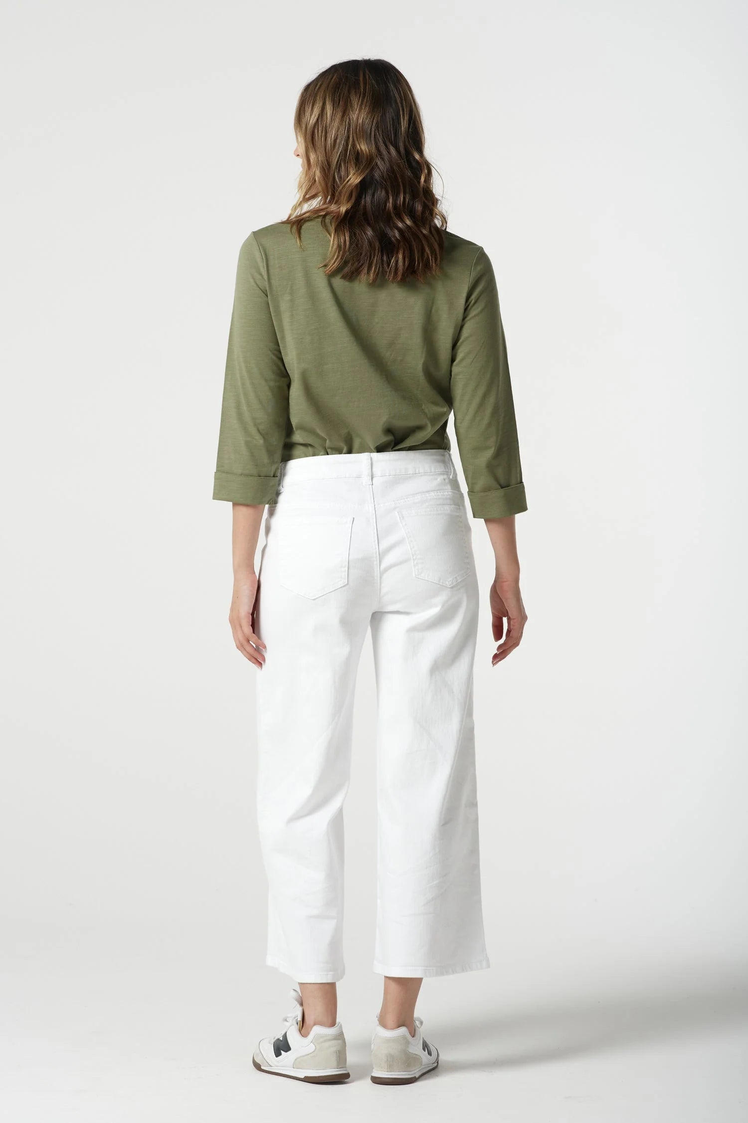 Goondiwindi Cotton 5 Pocket Crop Wide Leg Jean - White