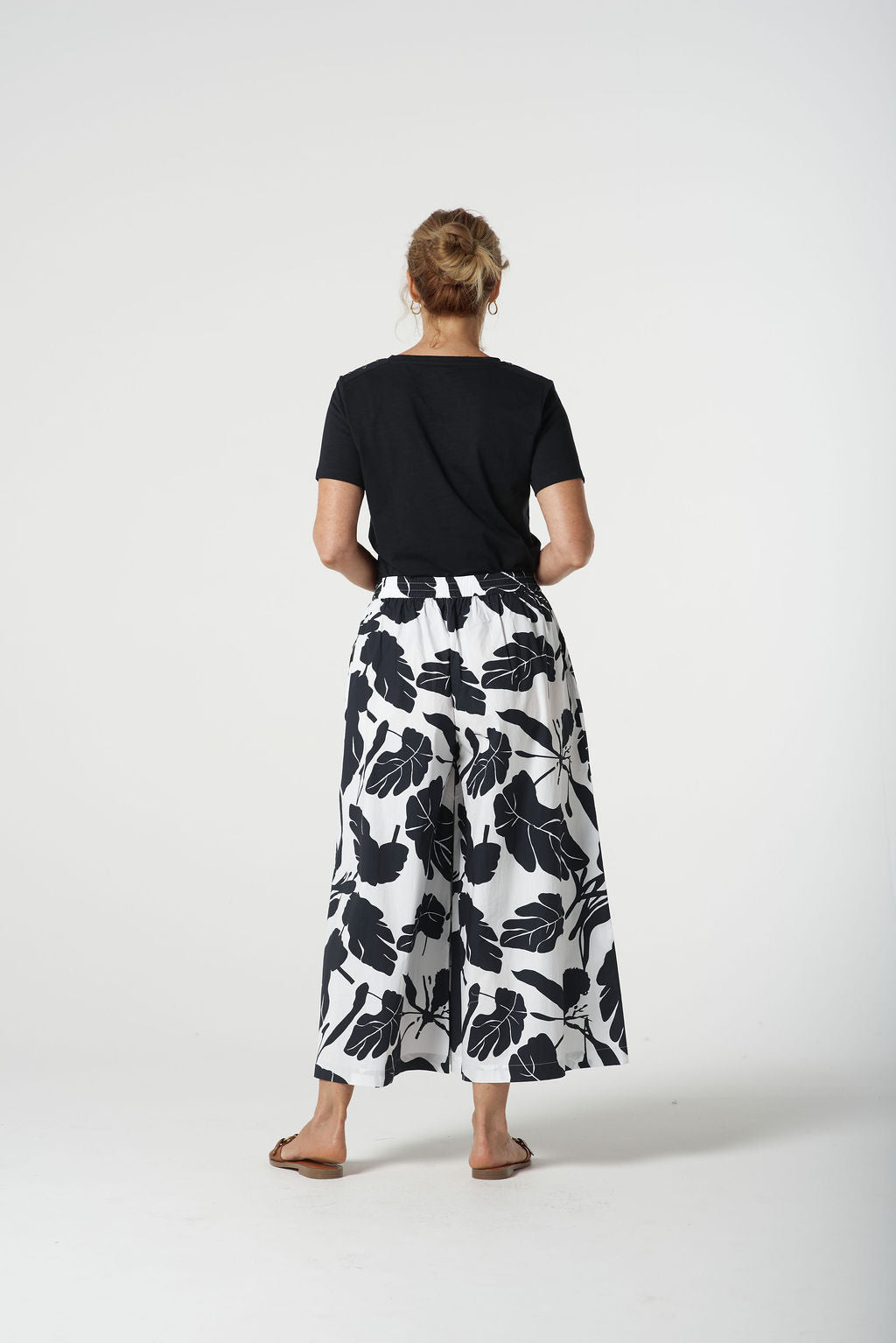 Goondiwindi Cotton Block Leaf Culottes - Navy/White