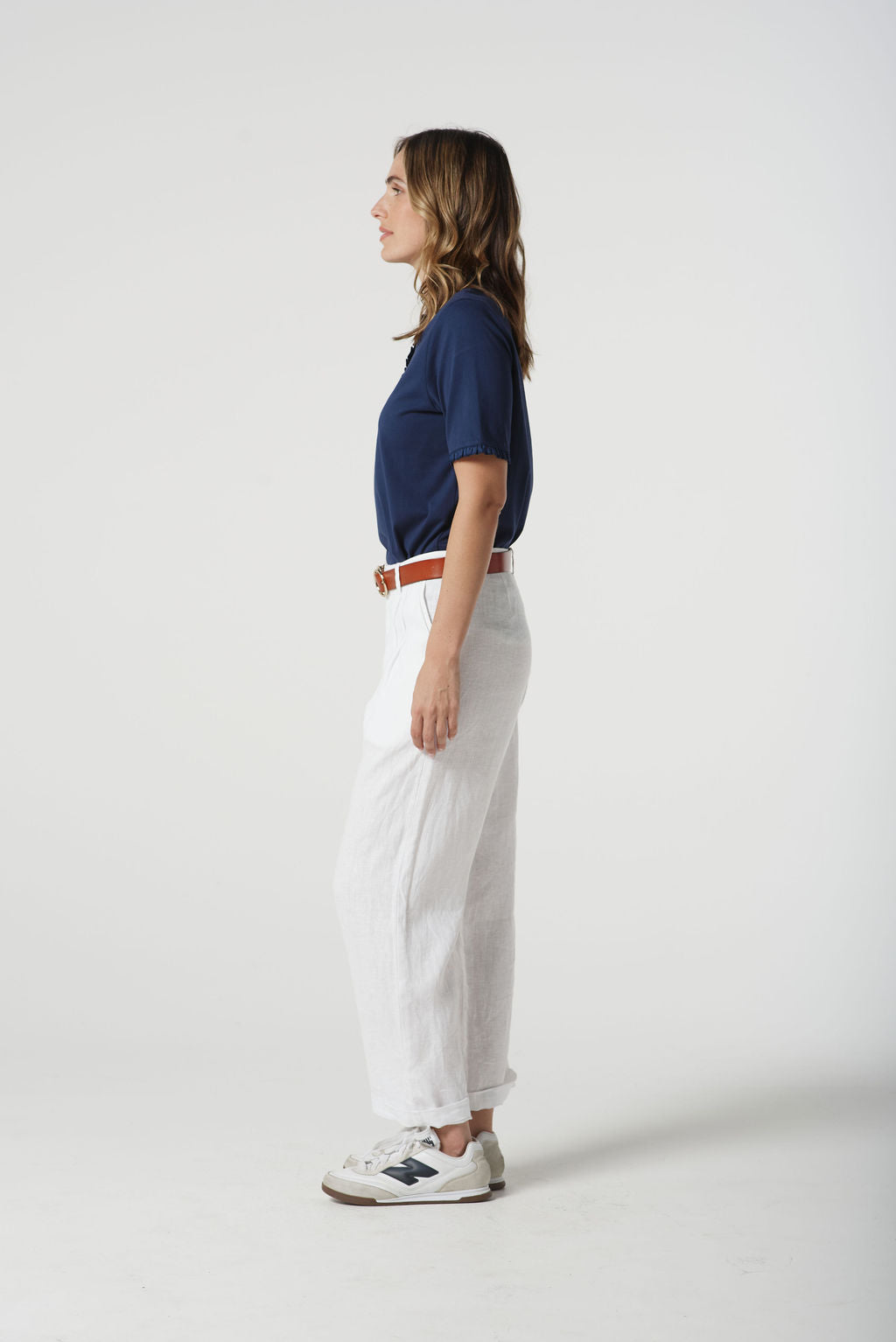 Goondiwindi Cotton Tapered Manstyle Cropped Pant - White