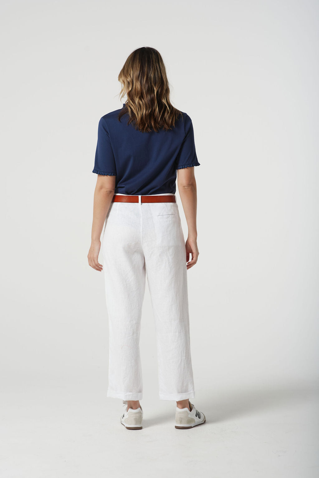 Goondiwindi Cotton Tapered Manstyle Cropped Pant - White