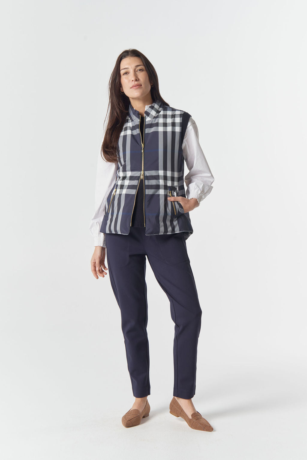 Goondiwindi Cotton The Rider Vest - Navy Check