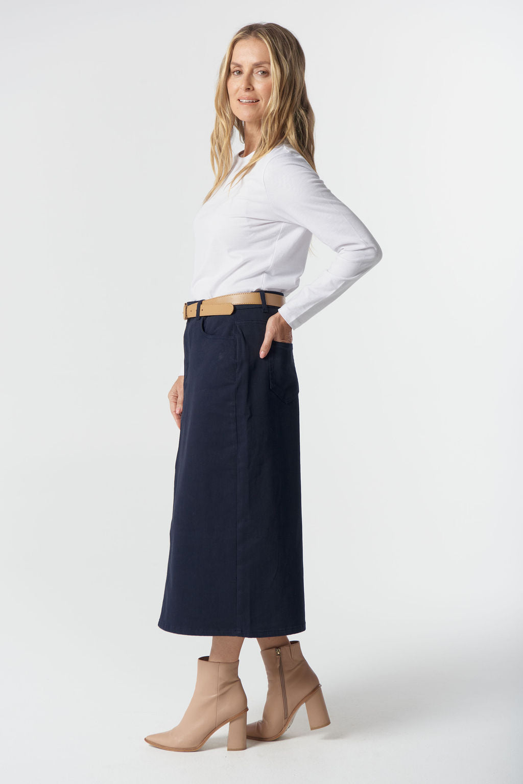 Goondiwindi Cotton 5 Pocket Maxi Skirt - Dark Navy