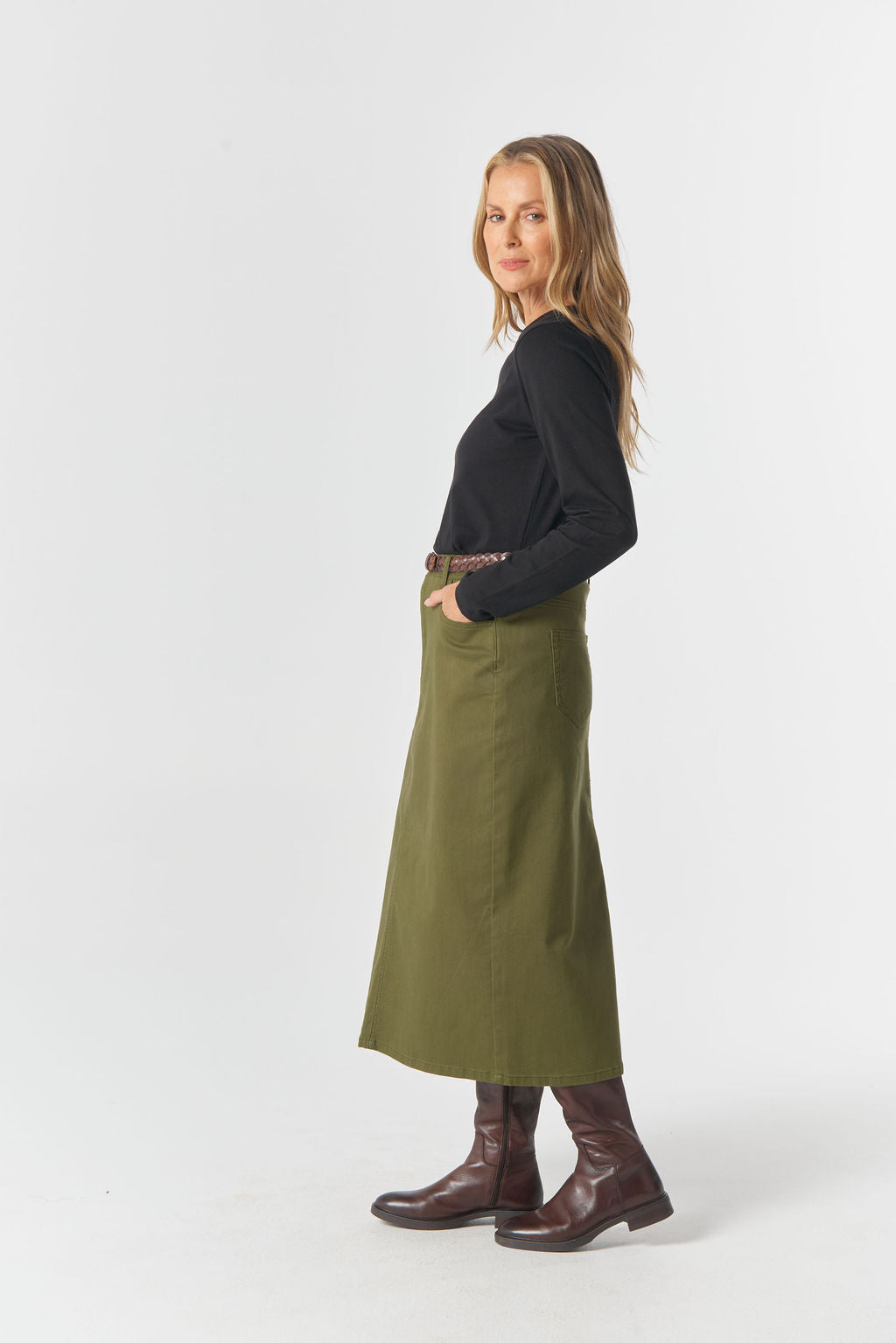 Goondiwindi Cotton 5 Pocket Maxi Skirt - Sage