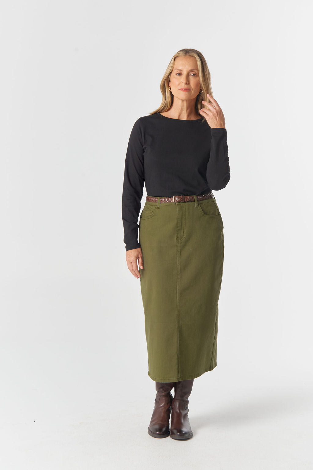 Goondiwindi Cotton 5 Pocket Maxi Skirt - Sage