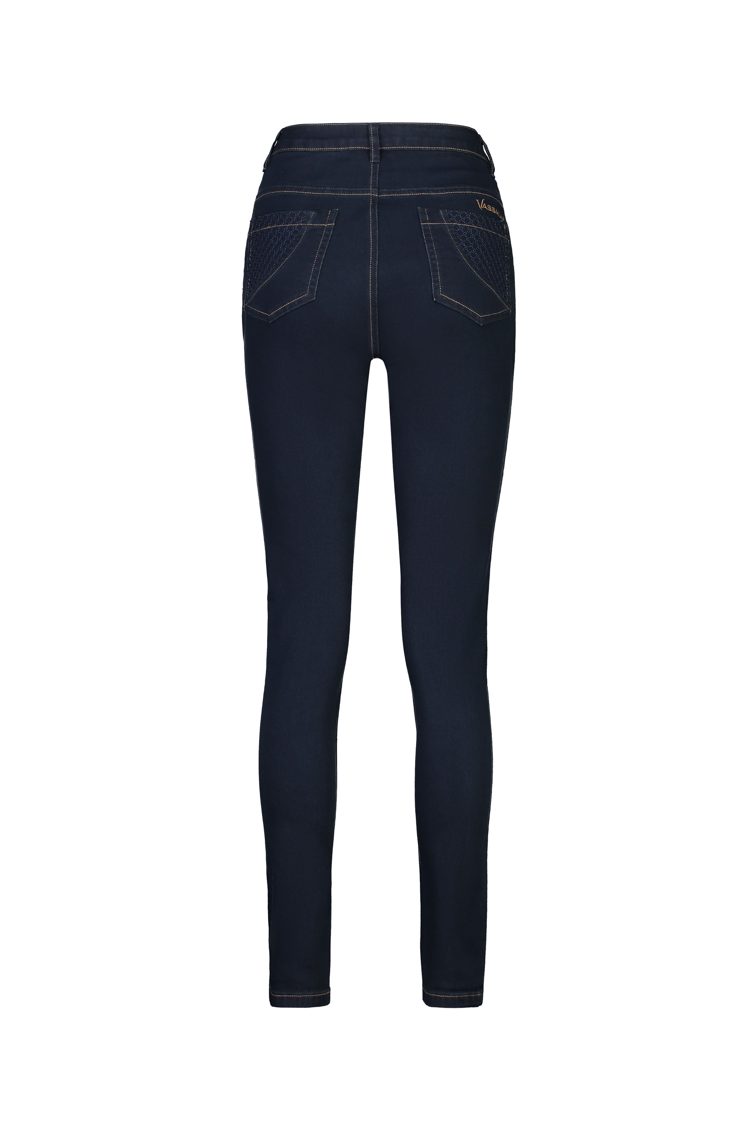 Vassalli Skinny Leg Basket Weave Pocket Jean - Indigo