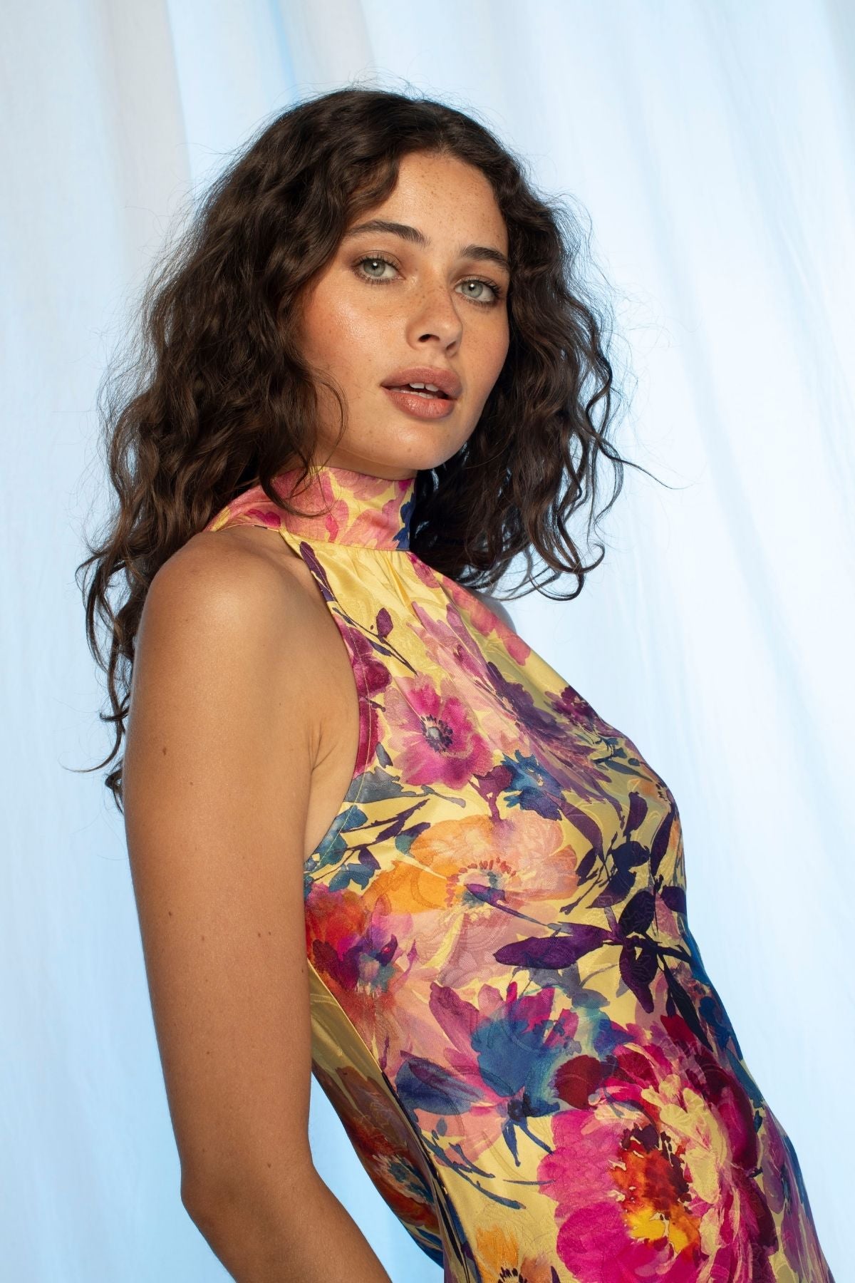 Kachel Mia Pleated Maxi Dress - Golden Dusk