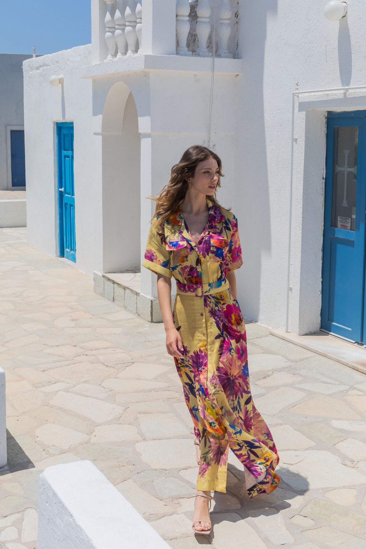 Kachel Eliana Maxi Shirt Dress - Golden Dusk