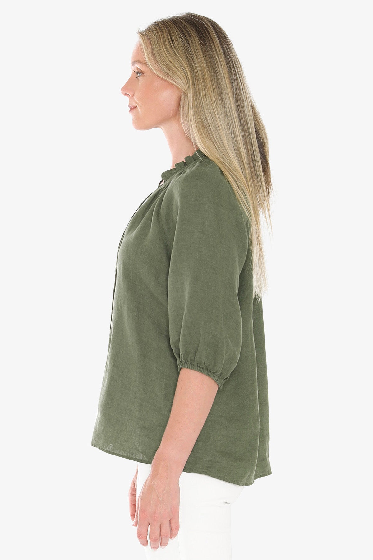 Jump Ruffle Neck Top - Basil