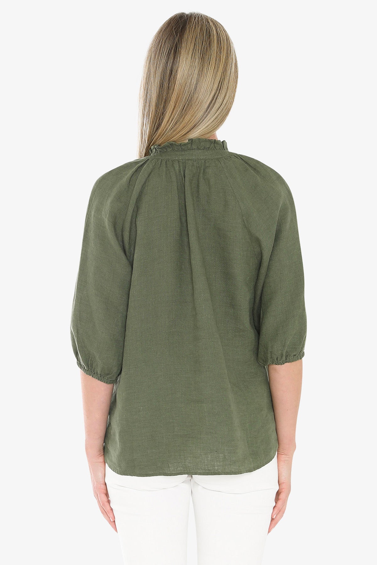 Jump Ruffle Neck Top - Basil