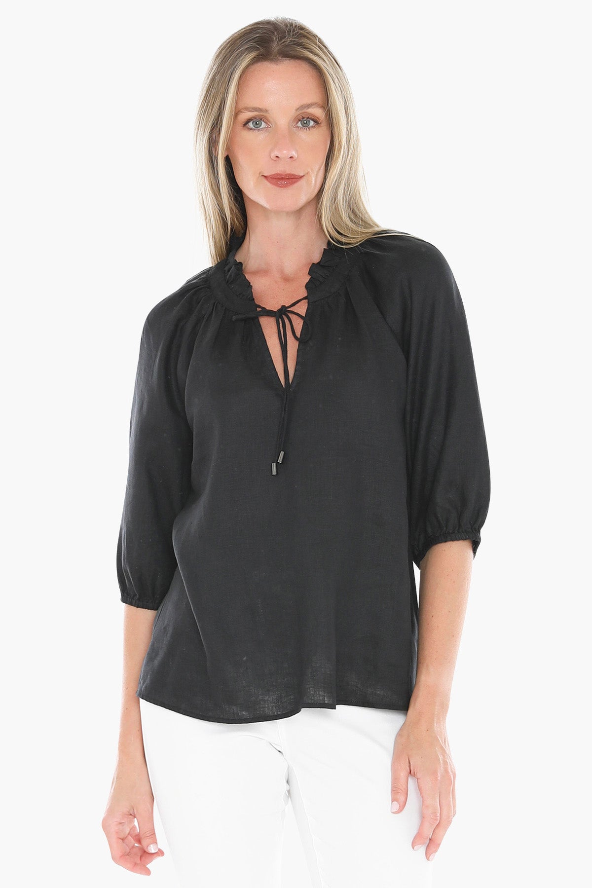 Jump Ruffle Neck Top - Black