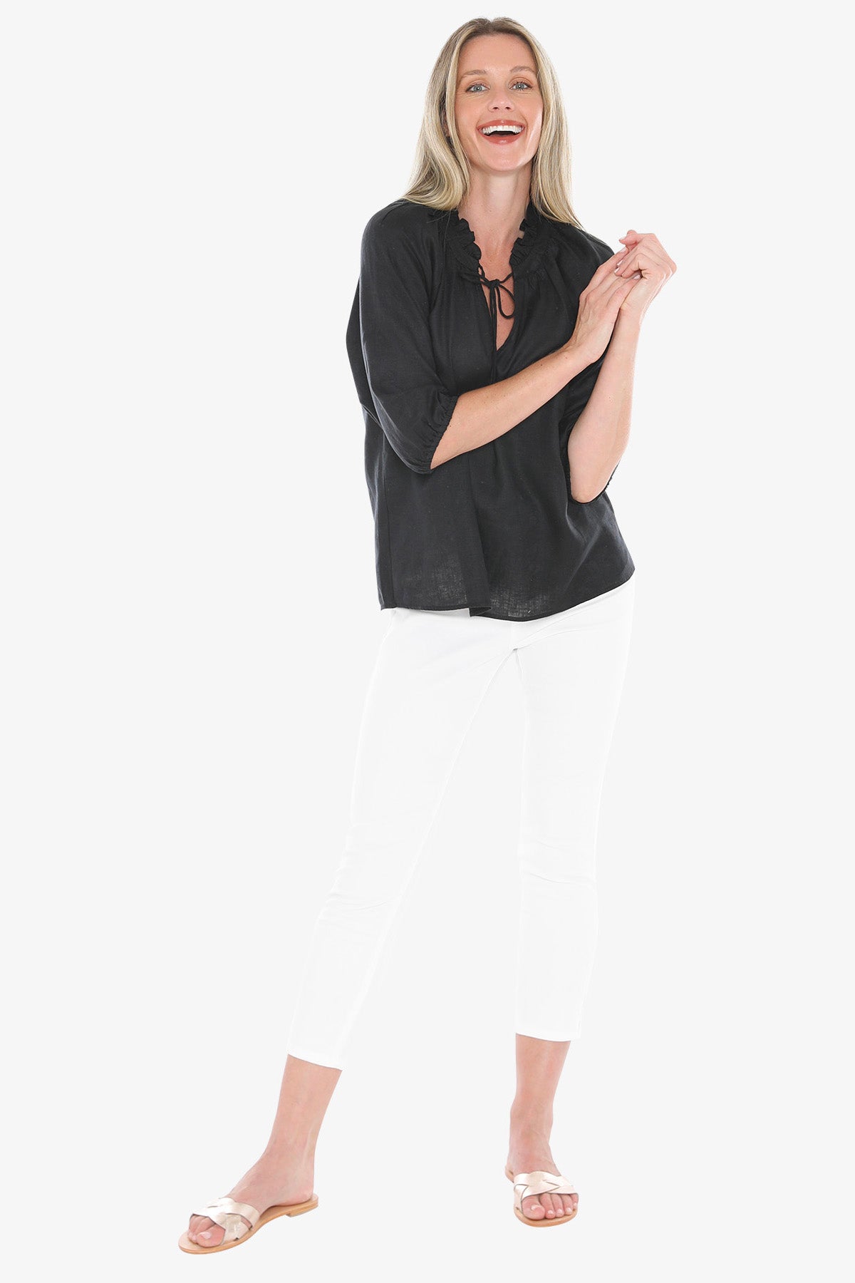 Jump Ruffle Neck Top - Black