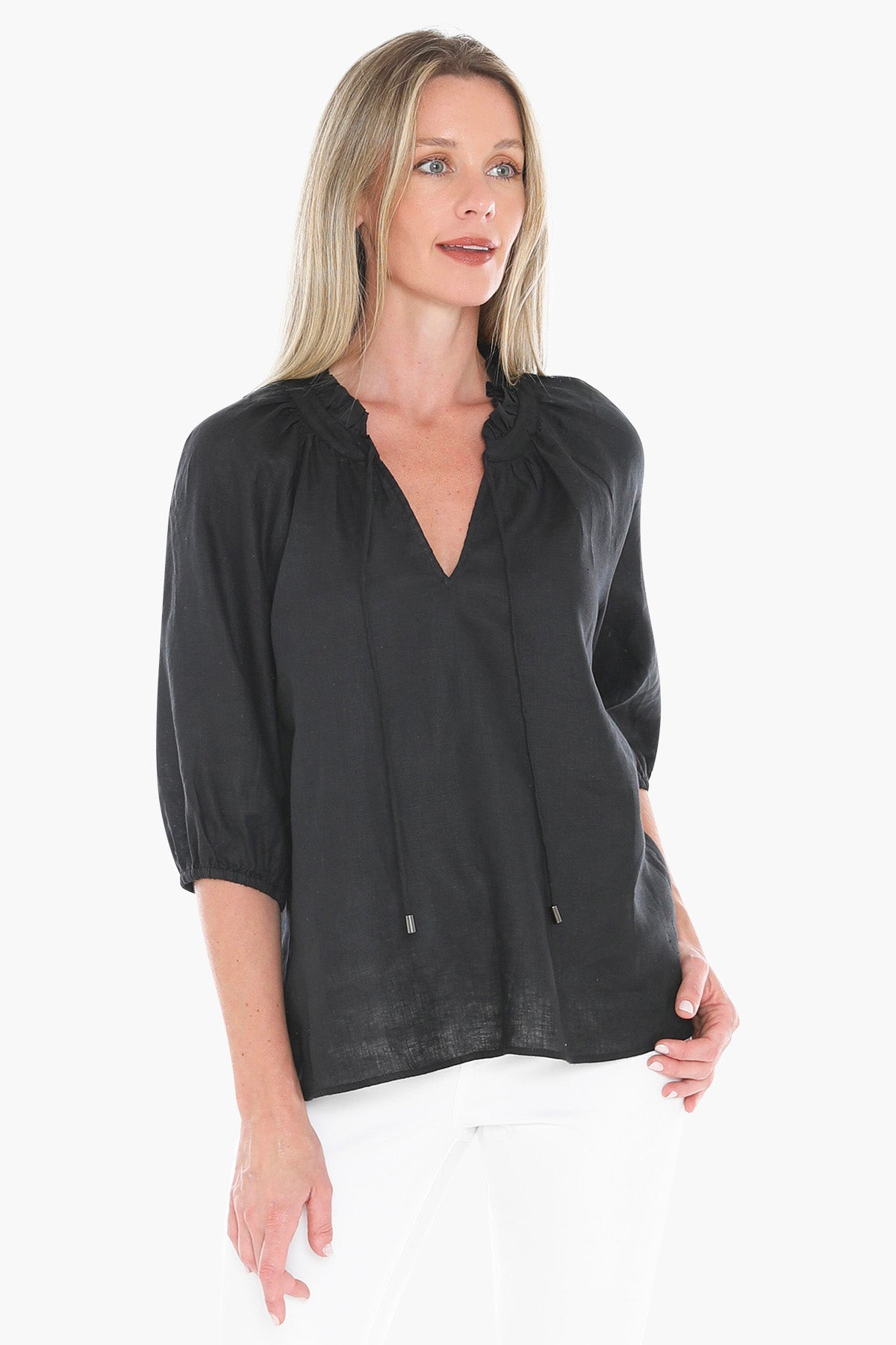 Jump Ruffle Neck Top - Black
