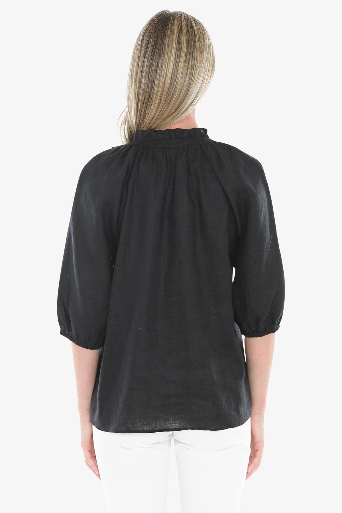 Jump Ruffle Neck Top - Black