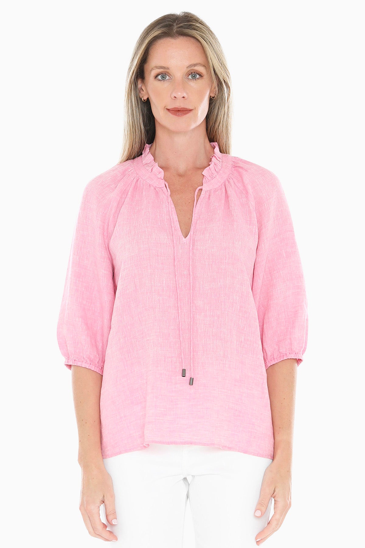 Jump Ruffle Neck Top - Flamingo