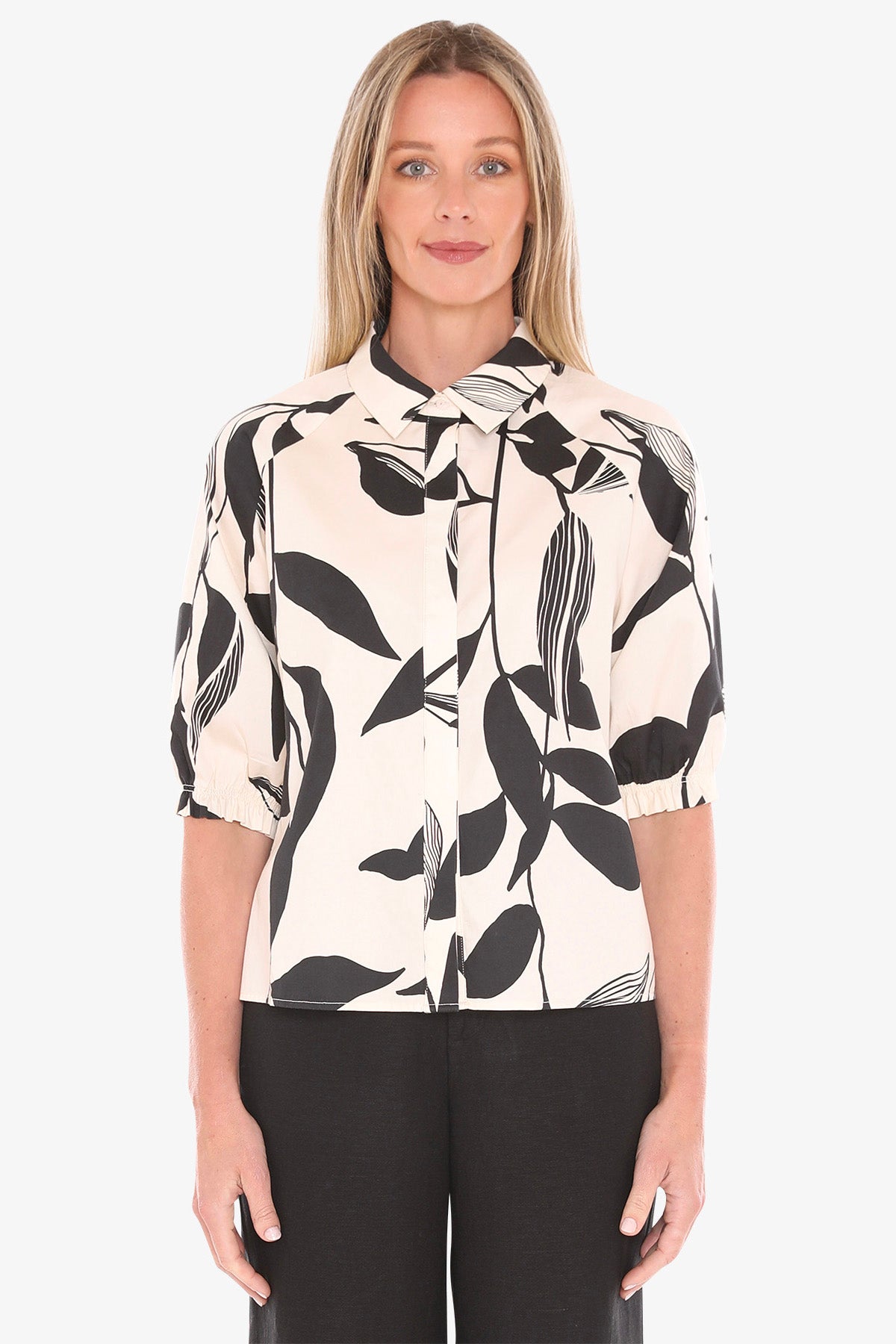 Jump Vine Print Shirt - Ecru/Black