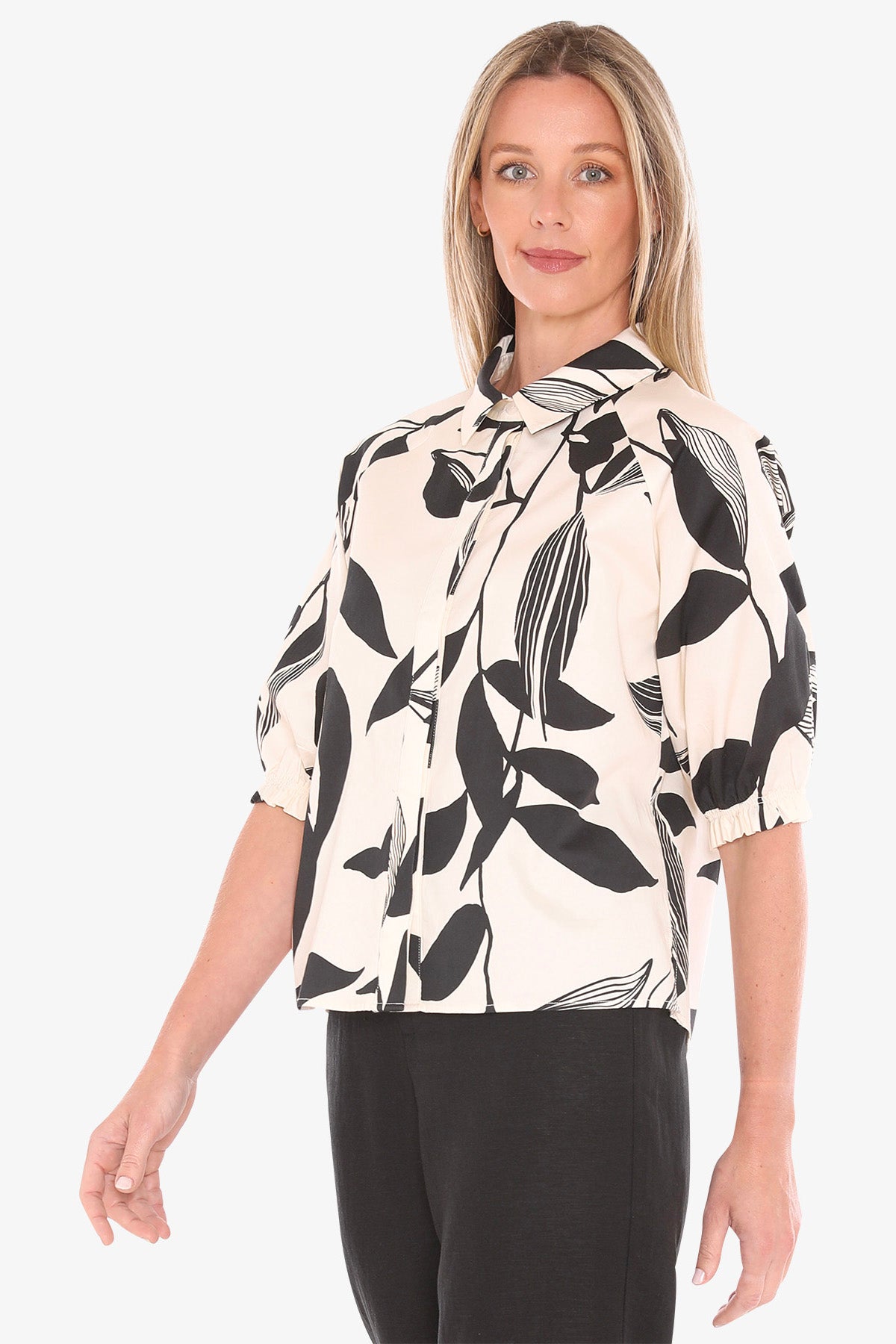 Jump Vine Print Shirt - Ecru/Black