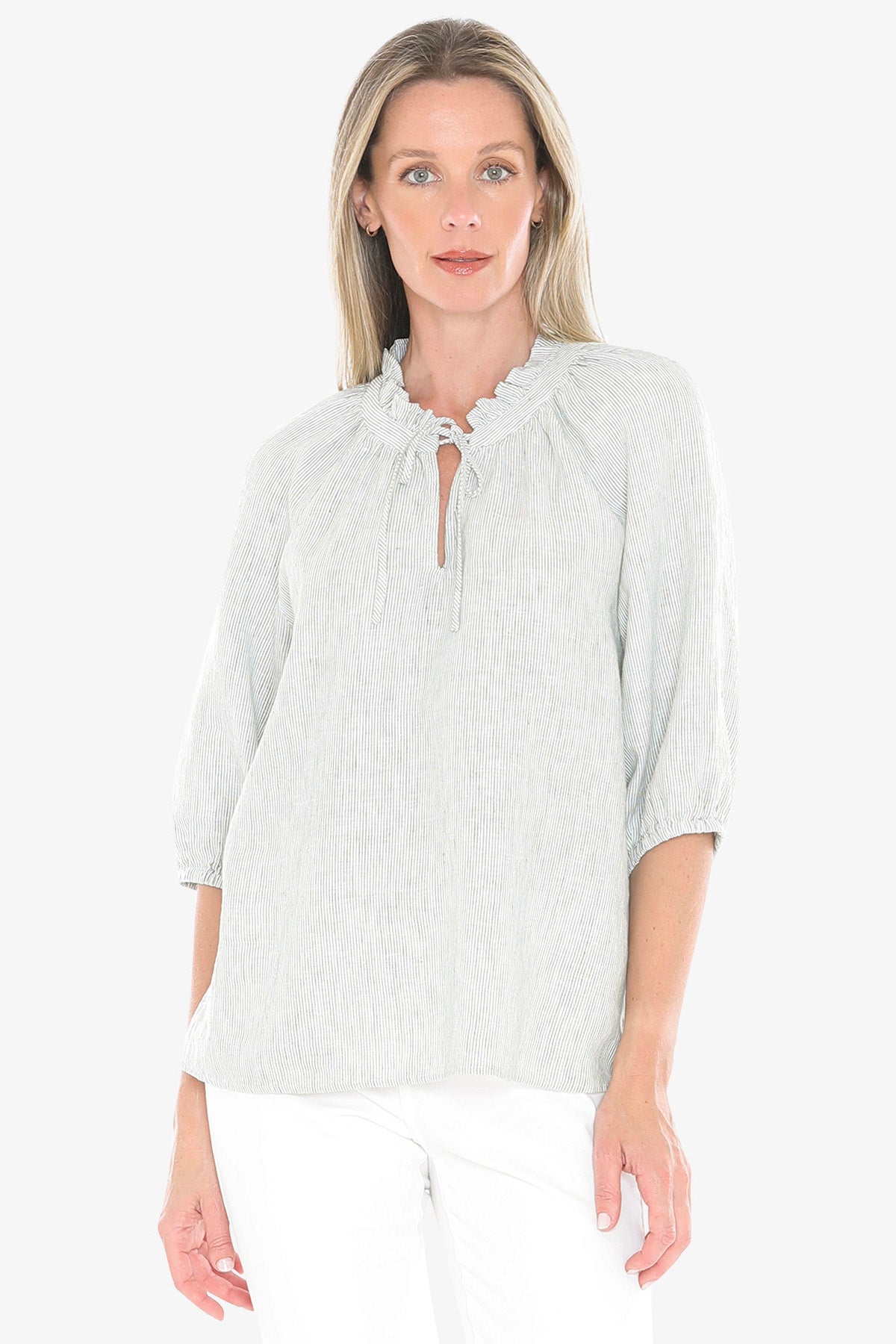 Jump Core Stripe Top - Basil/White