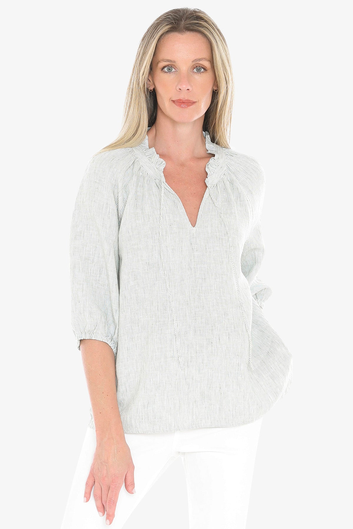 Jump Core Stripe Top - Basil/White