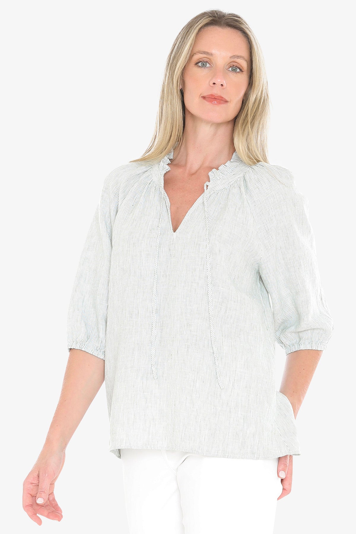 Jump Core Stripe Top - Basil/White