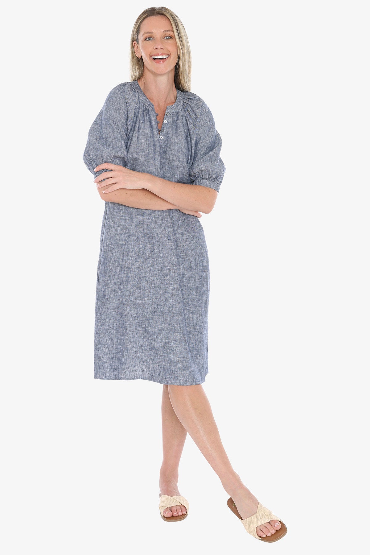 Jump Button Neck Dress - Nightsky
