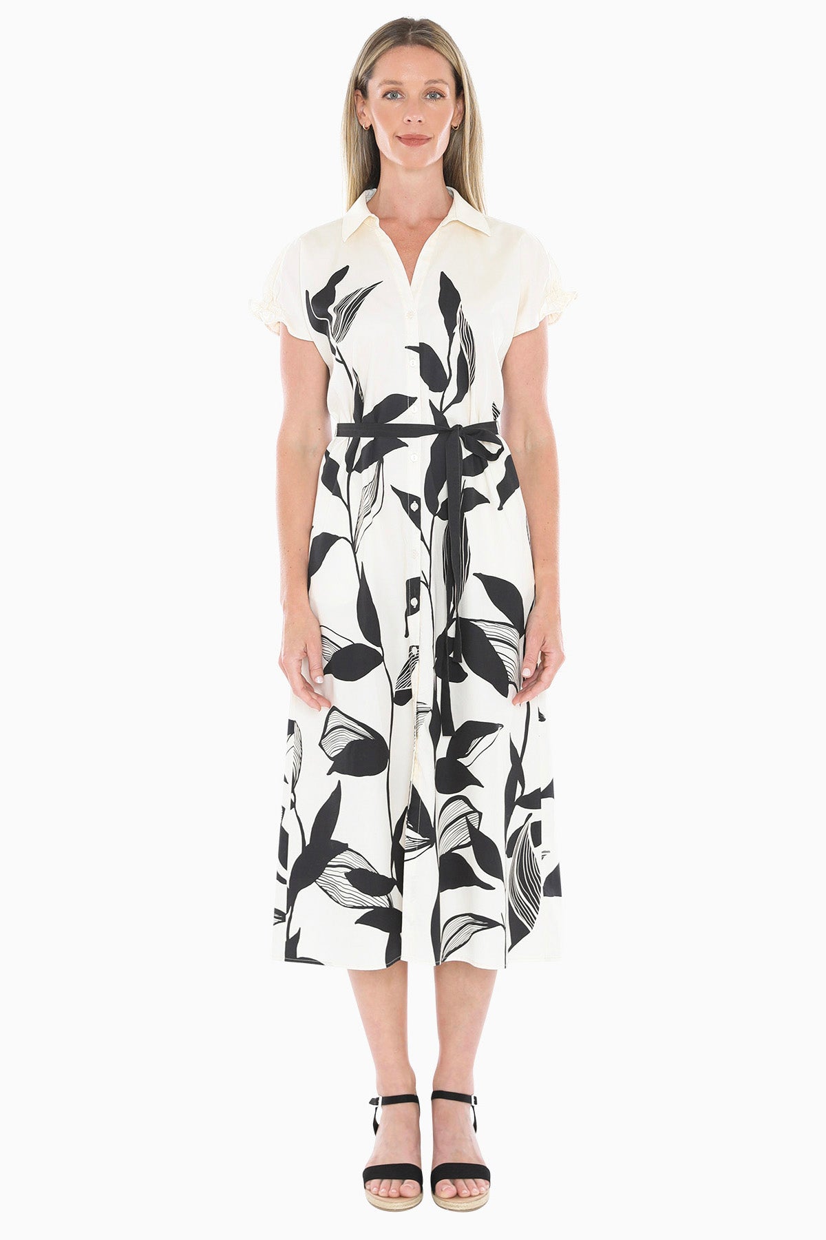 Jump Vine Print Dress - Ecru/Black