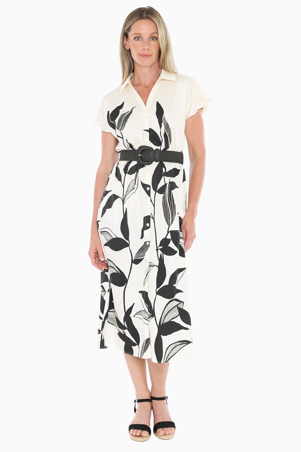 Jump Vine Print Dress - Ecru/Black