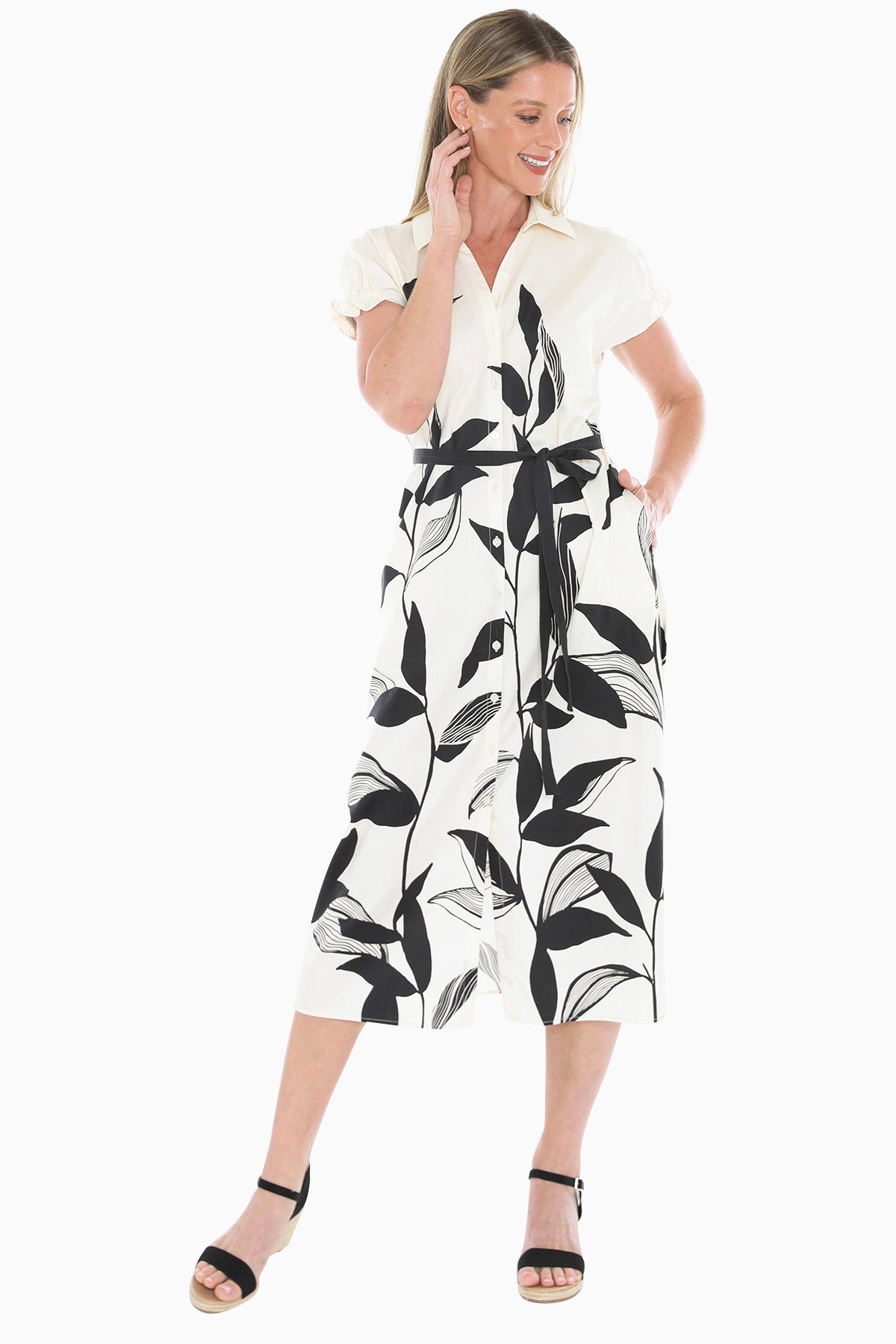 Jump Vine Print Dress - Ecru/Black