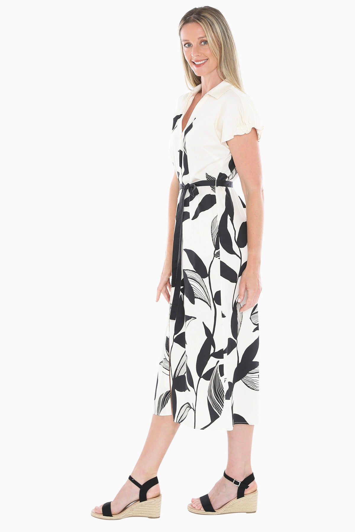 Jump Vine Print Dress - Ecru/Black