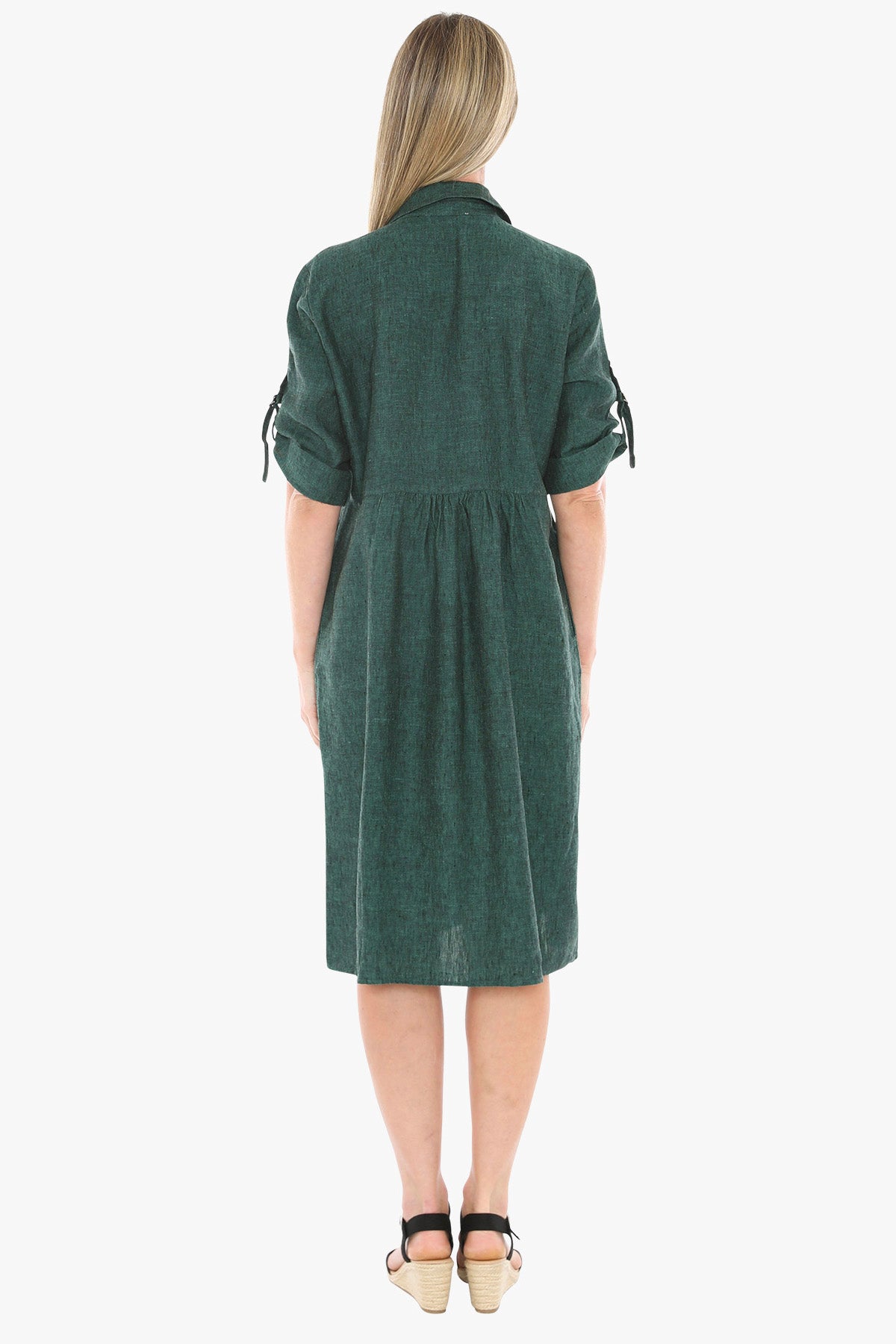 Jump Linen Collared Pocket Shirt Dress – Pine