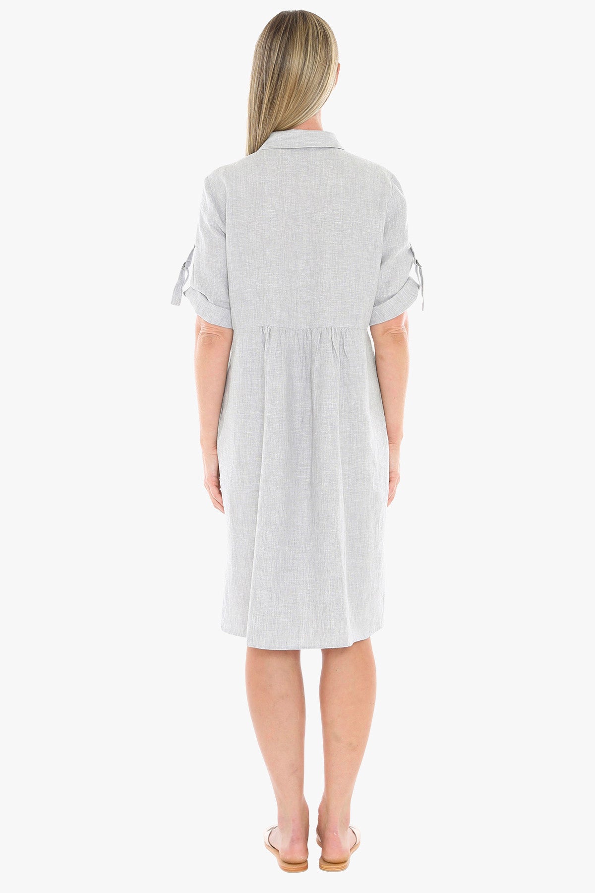 Jump Linen Collared Pocket Shirt Dress – Silver